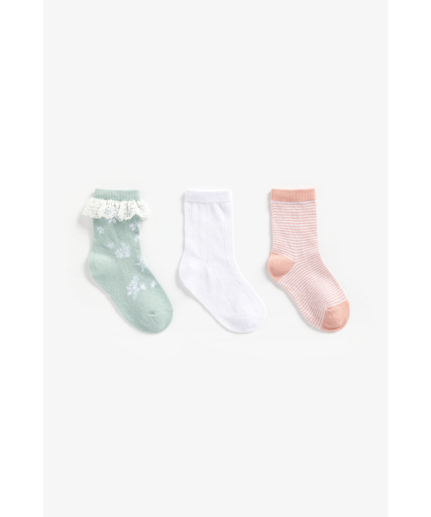 Girls Socks Lace Detail - Pack Of 3 - Multicolor