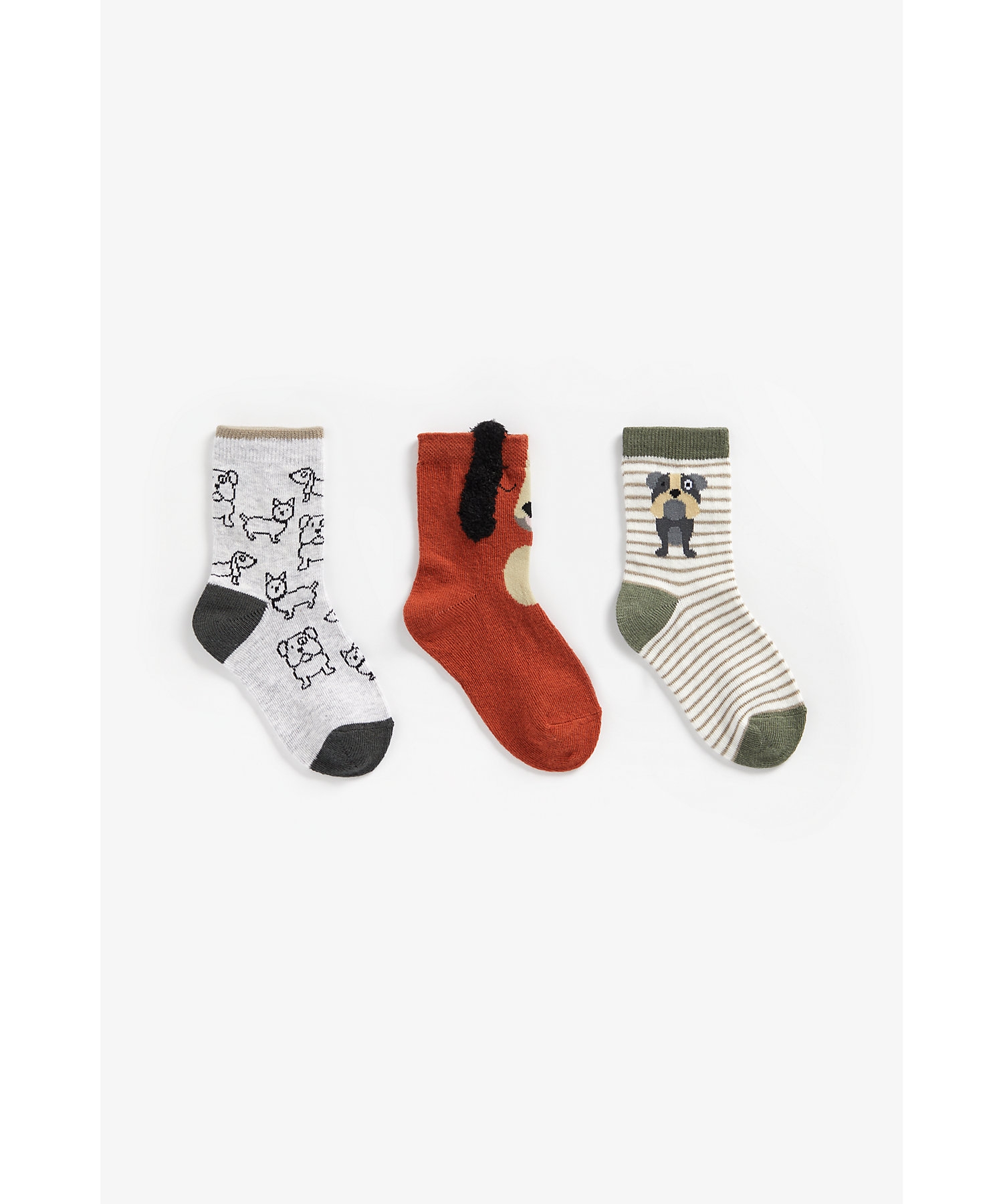 Boys Socks Dog Design - Pack Of 3 - Multicolor