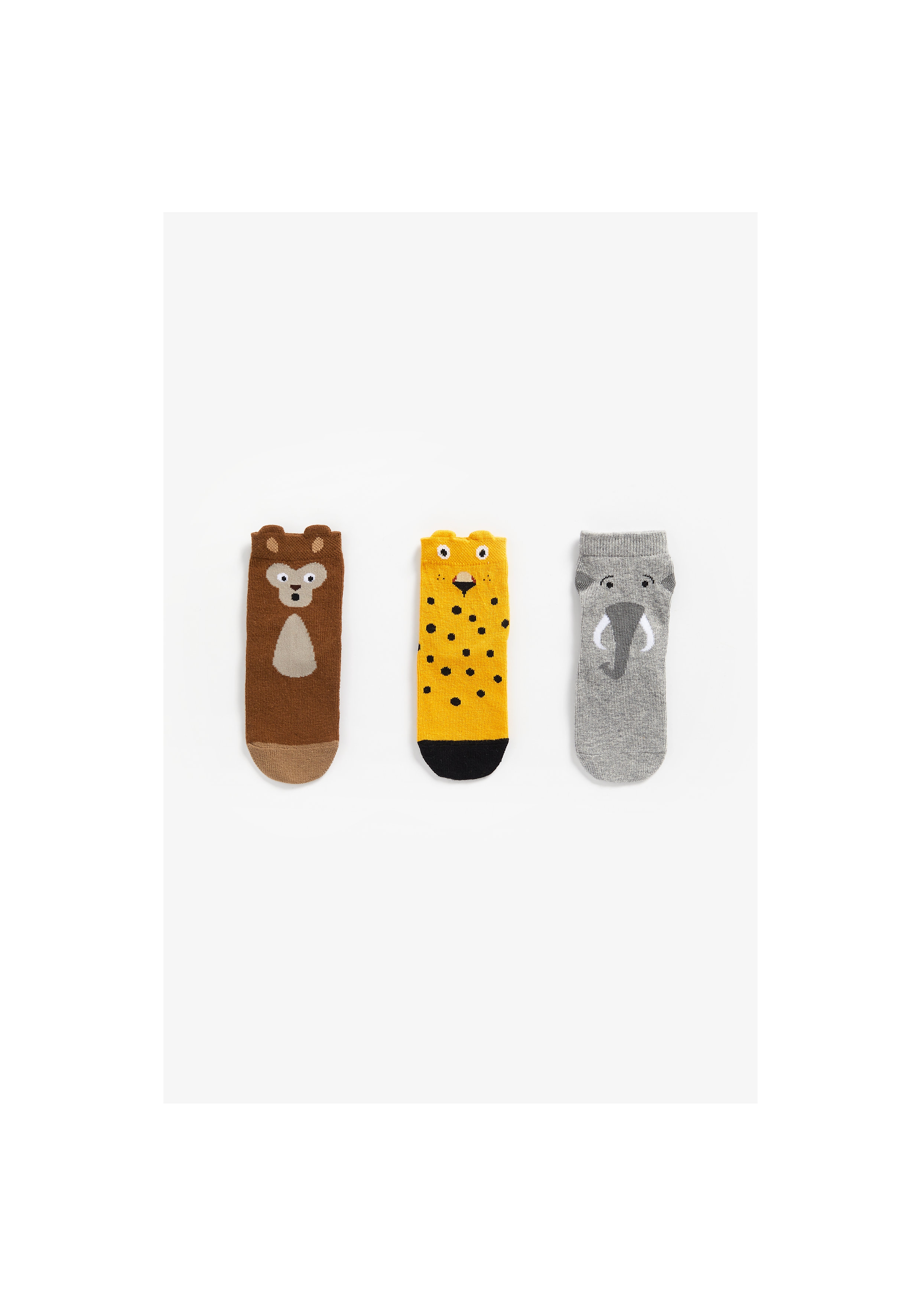 Boys Socks 3D Animal Details - Pack Of 3 - Multicolor