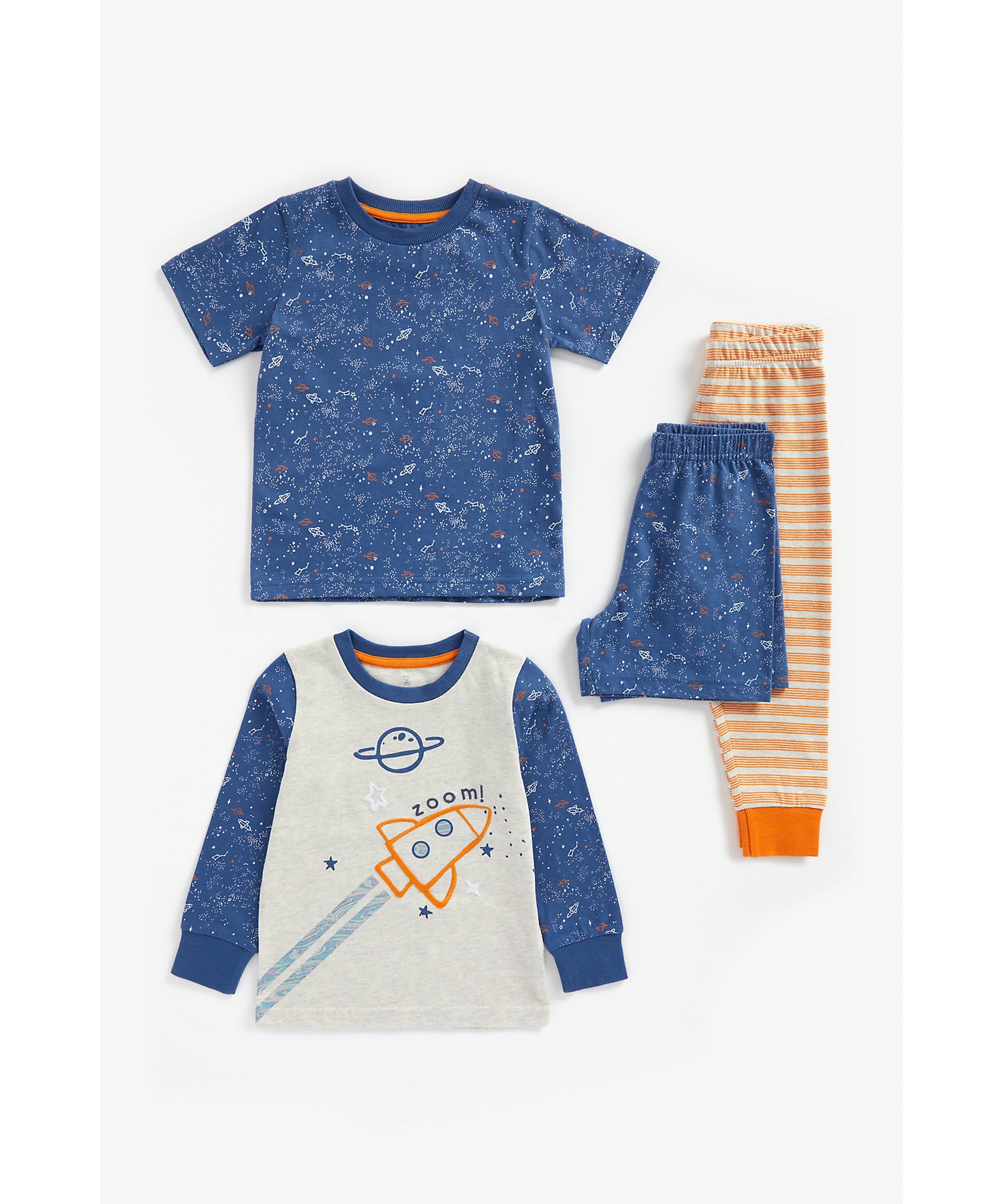 Mothercare | Boys Full Sleeves Pyjama Set Rocket Print - Pack Of 2 - Multicolor