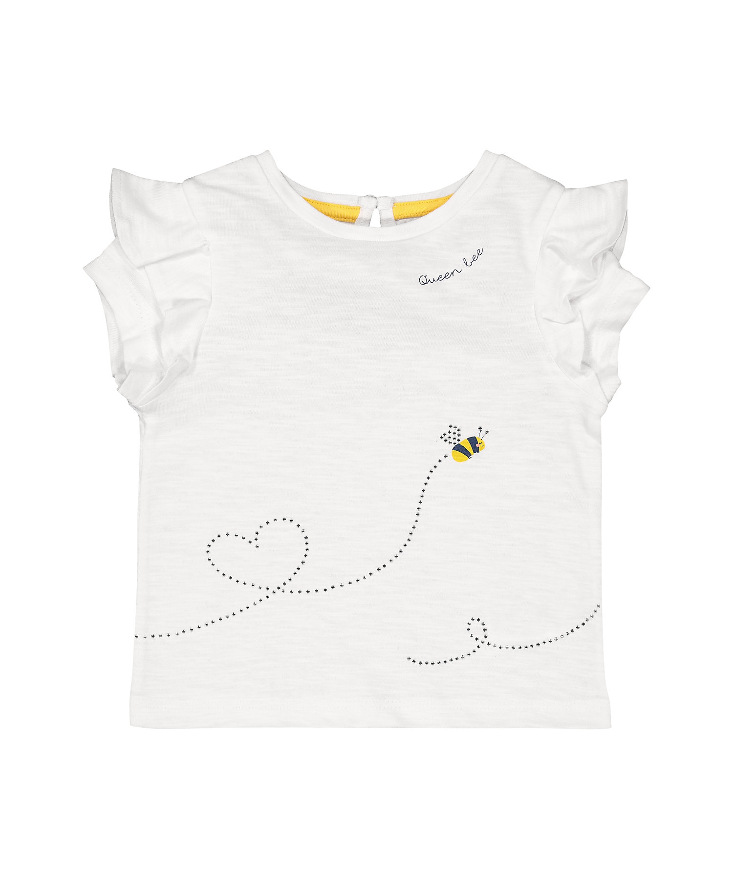 Mothercare | Girls Half Sleeves Tops Queen Bee Design-White