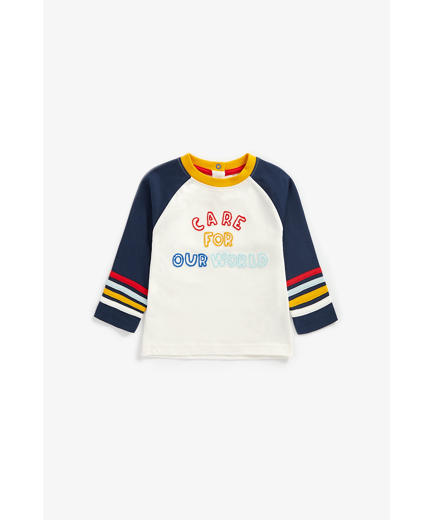 Mothercare | Boys Full Sleeves T-Shirt Text Embroidery - White