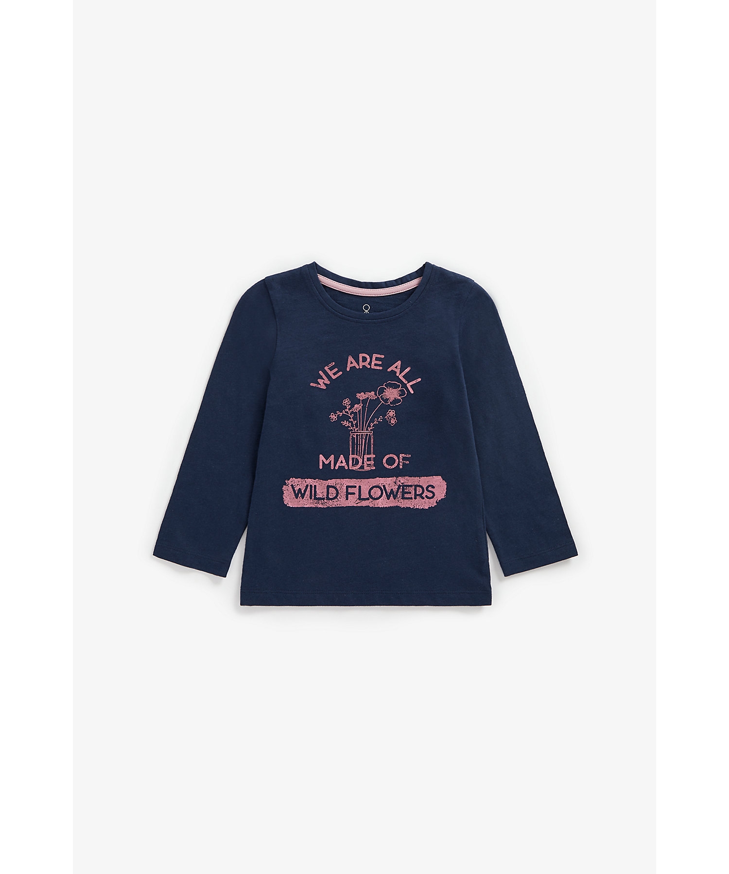 Mothercare | Girls Full Sleeves T-Shirt Slogan Print - Navy