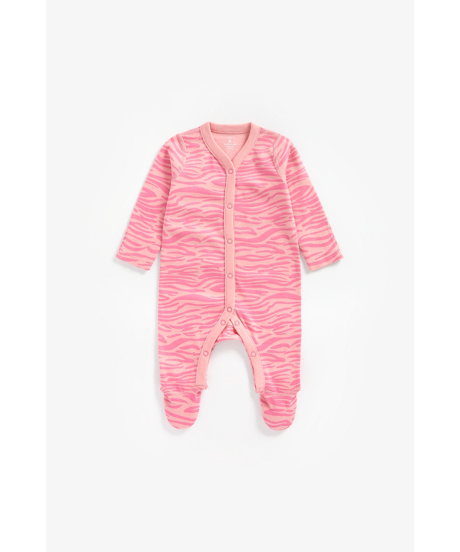 Mothercare | Girls Full Sleeves Romper Zebra Print - Pink