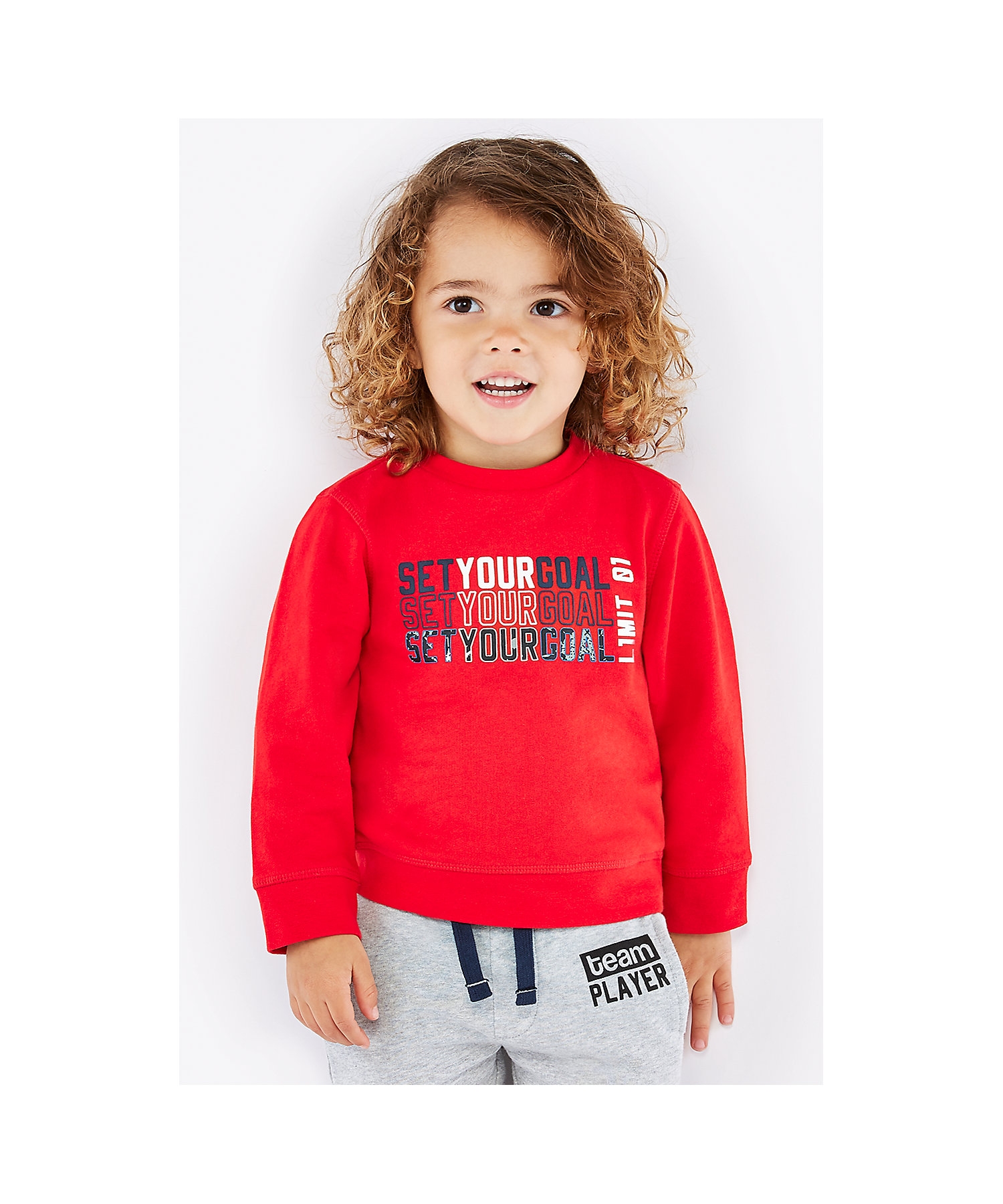 Mothercare | Boys Full Sleeves Sweat Top And Hoody Set Slogan Print - Multicolor