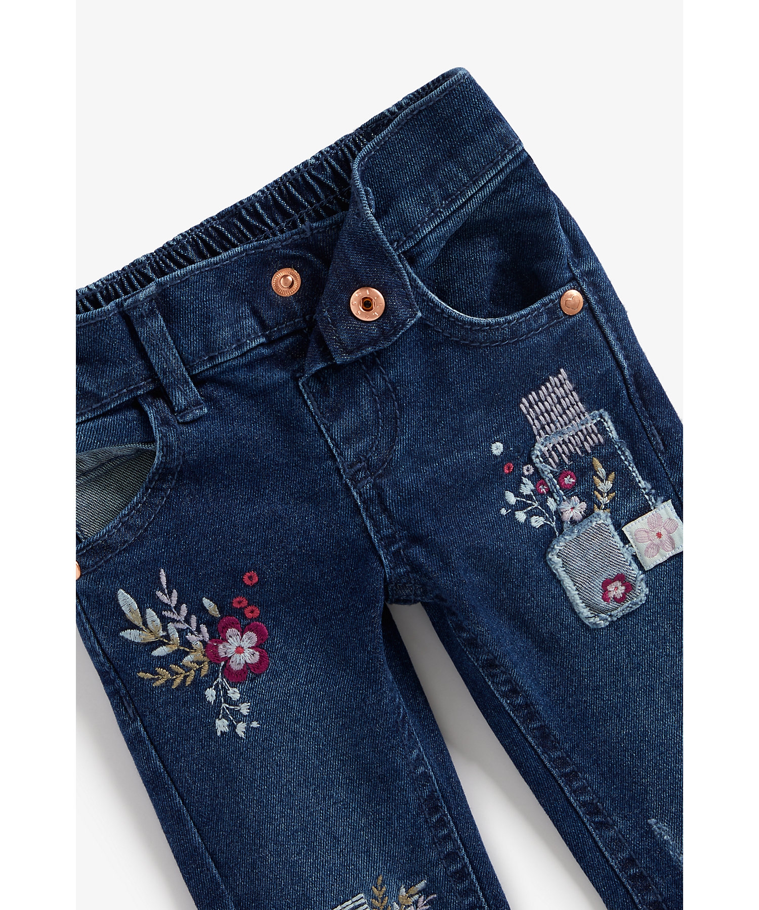 Mothercare | Girls Jeans Floral Embroidery - Blue 2