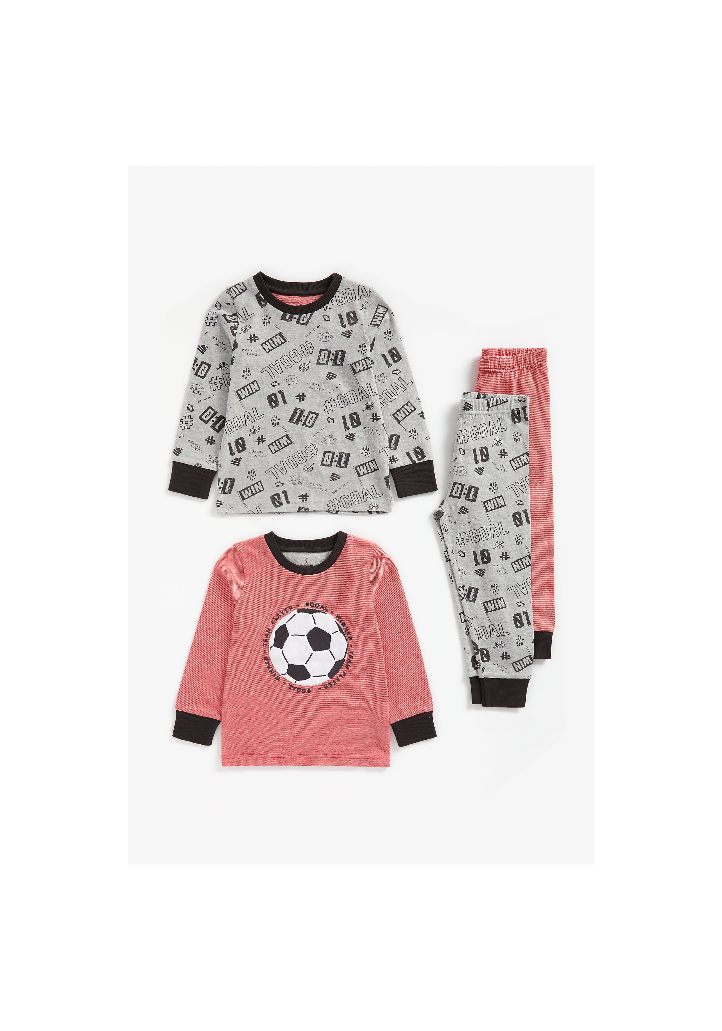 Boys Full Sleeves Pyjama Set Football Patchwork - Pack Of 2 - Multicolor