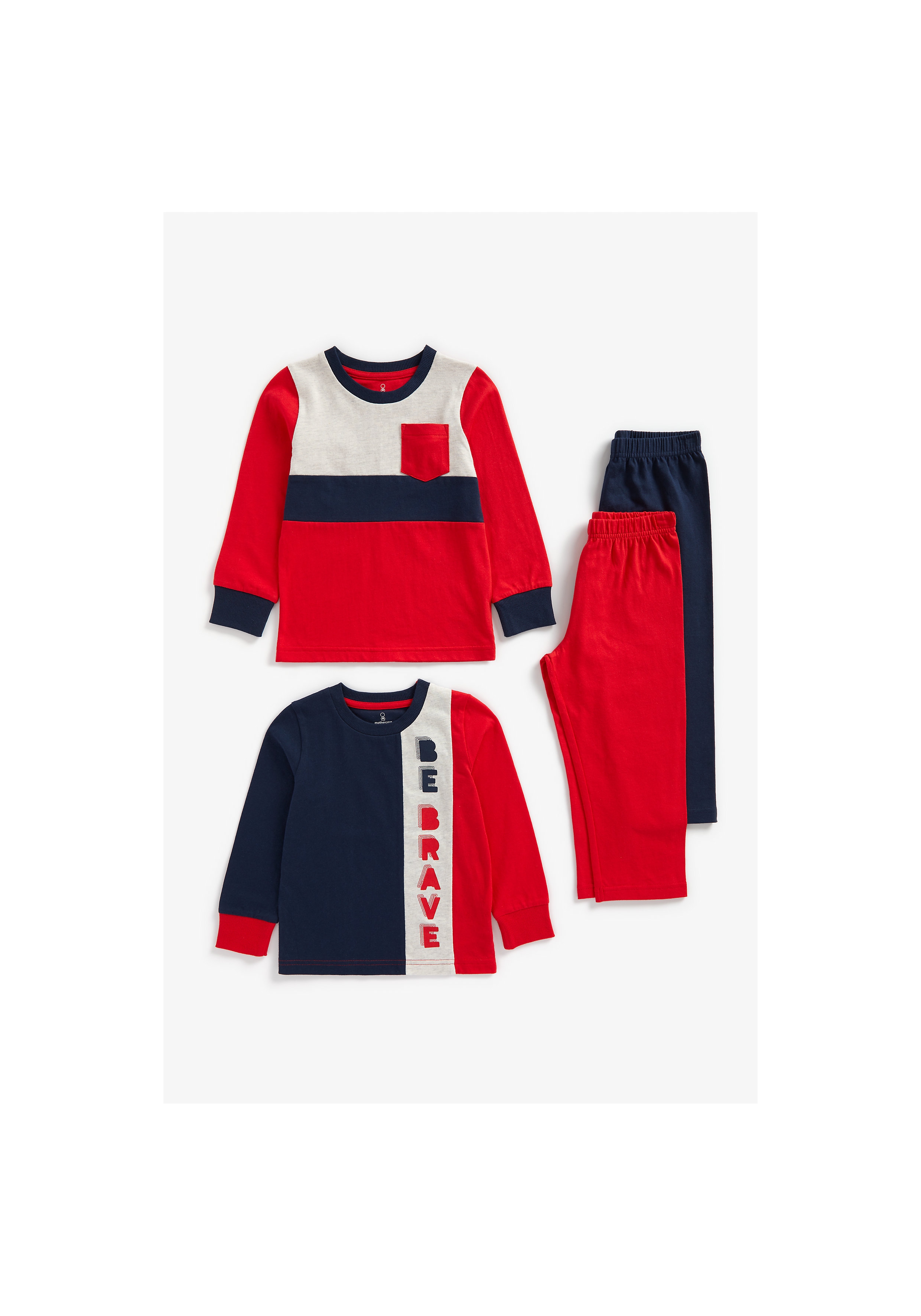 Mothercare | Boys Full Sleeves Pyjama Set Text Print - Pack Of 2 - Multicolor