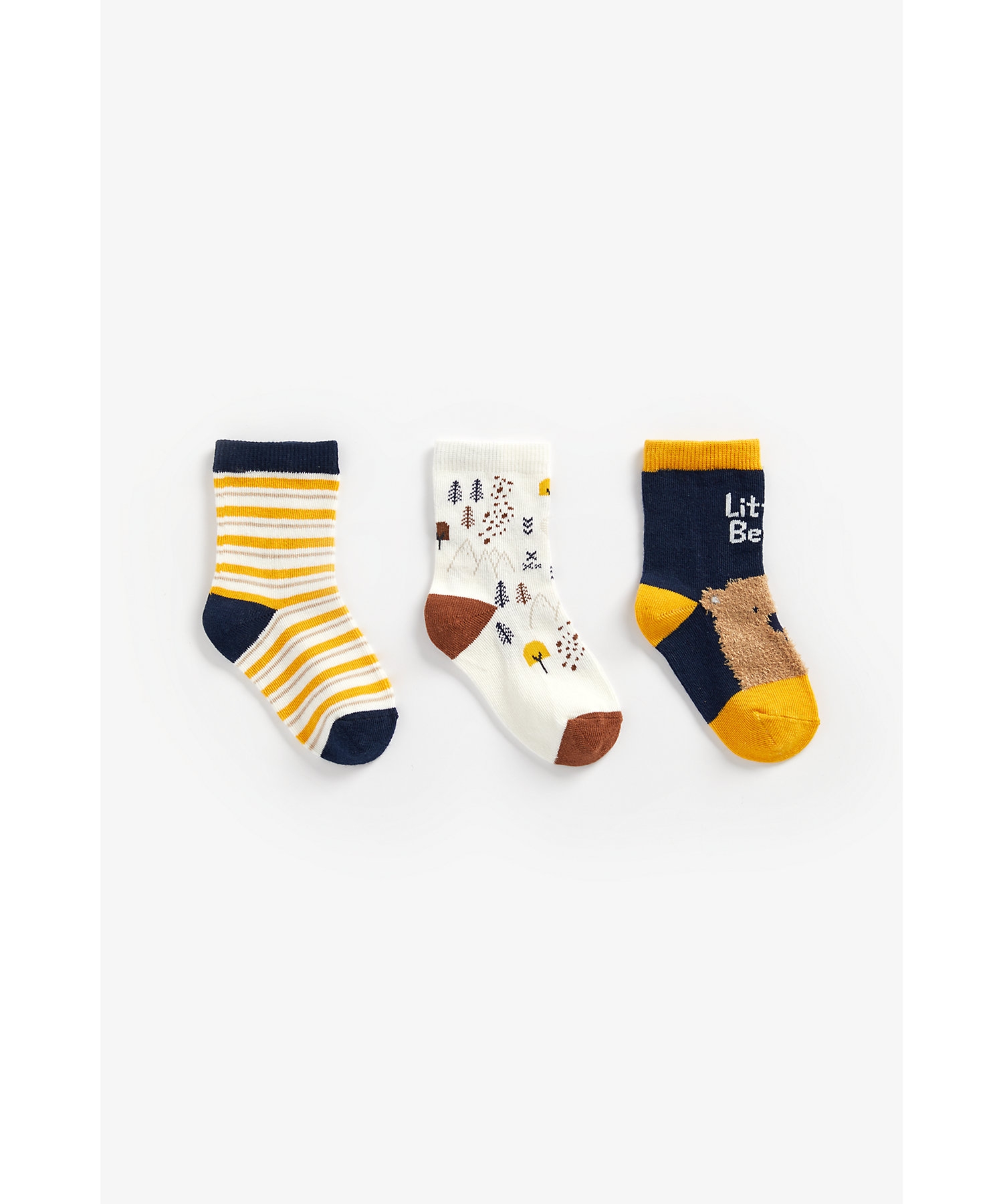 Mothercare | Boys Socks Fluffy Bear Design - Pack Of 3 - Multicolor