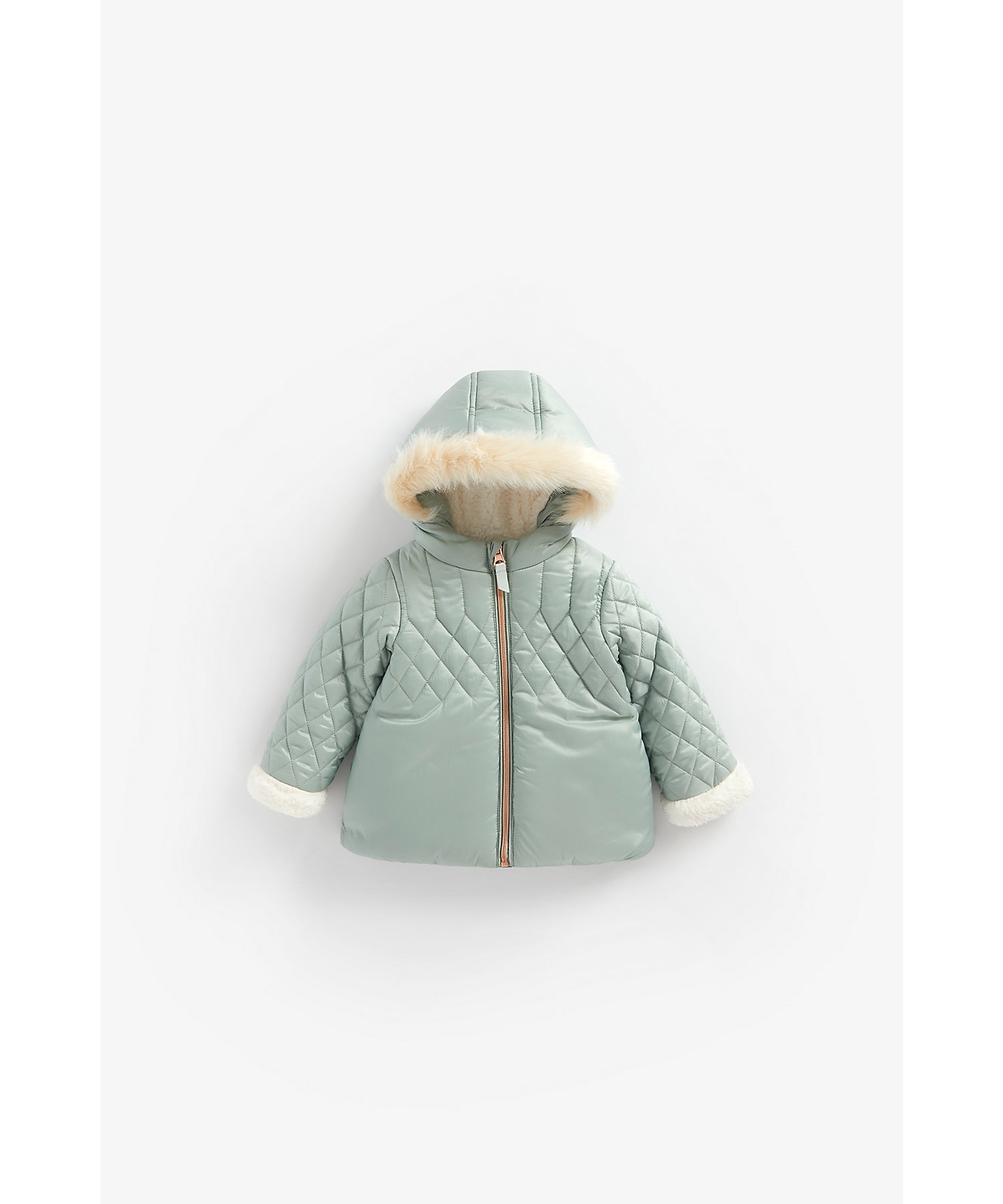 Mothercare | Girls Full Sleeves Quilted Jacket With Hood - Aqua
