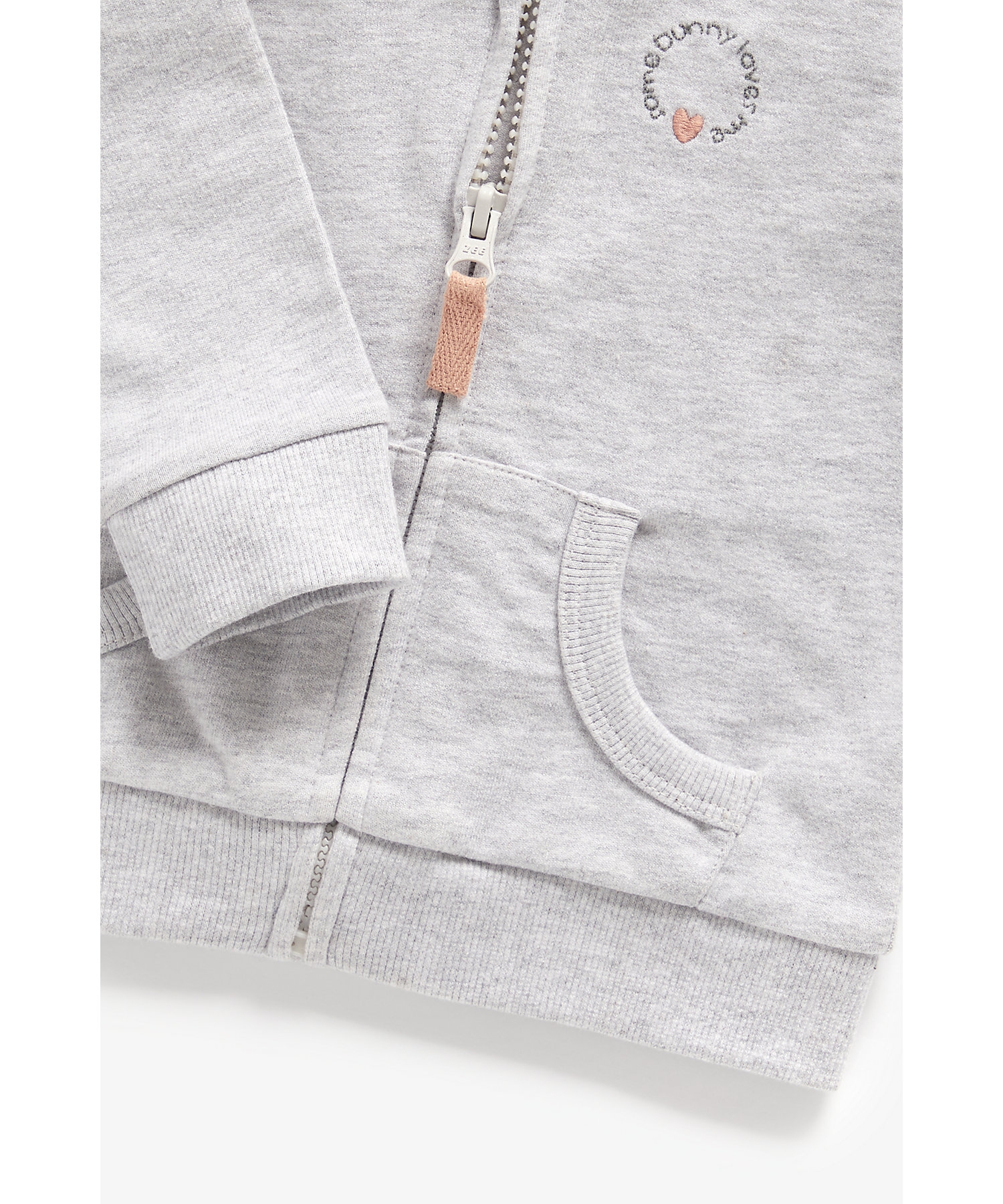 Girls Full Sleeves Hooded Sweatshirt 3D Bunny Ear Details - Grey
