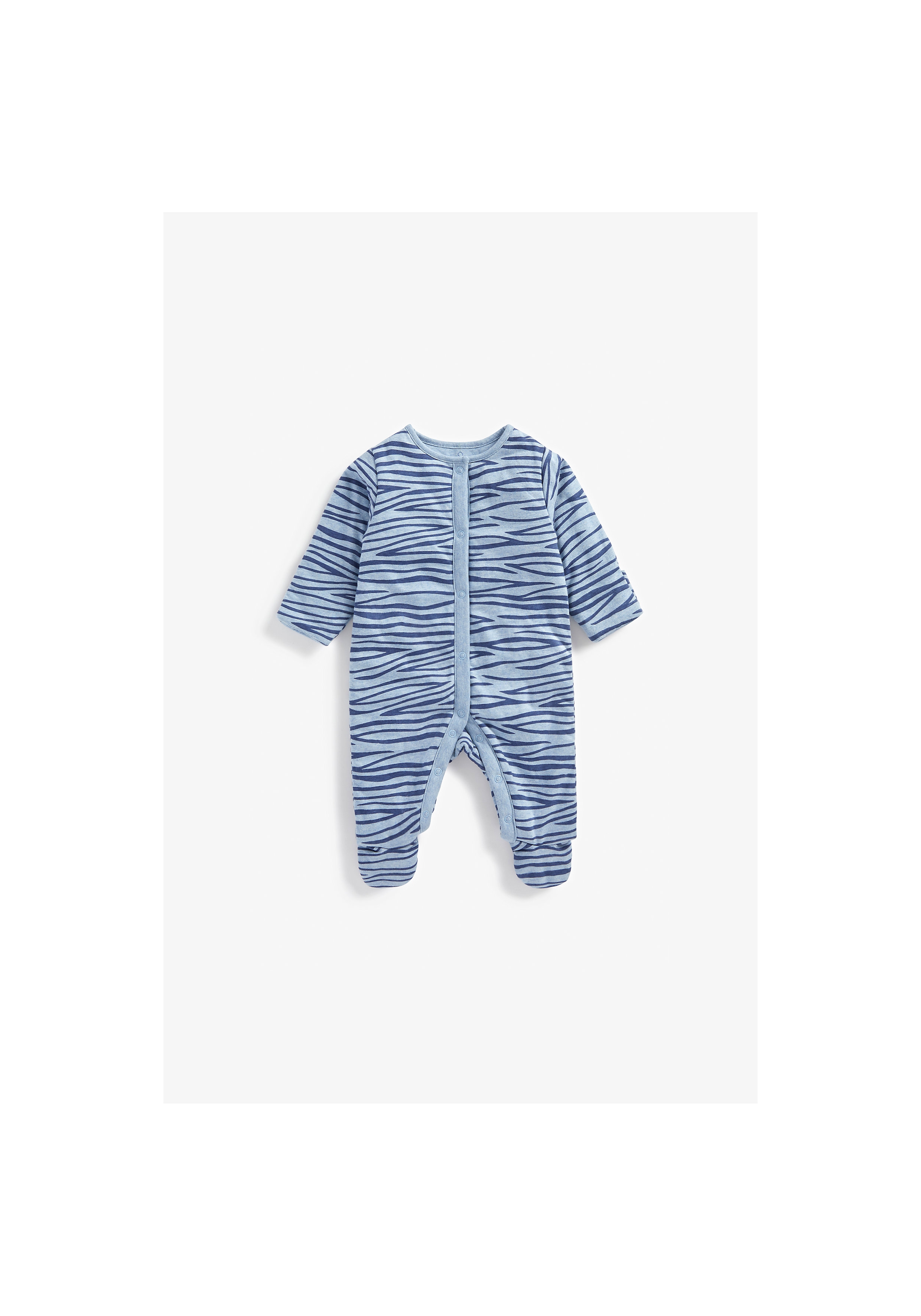 Mothercare | Boys Full Sleeves Wadded Sleepsuit Tiger Stripes - Blue