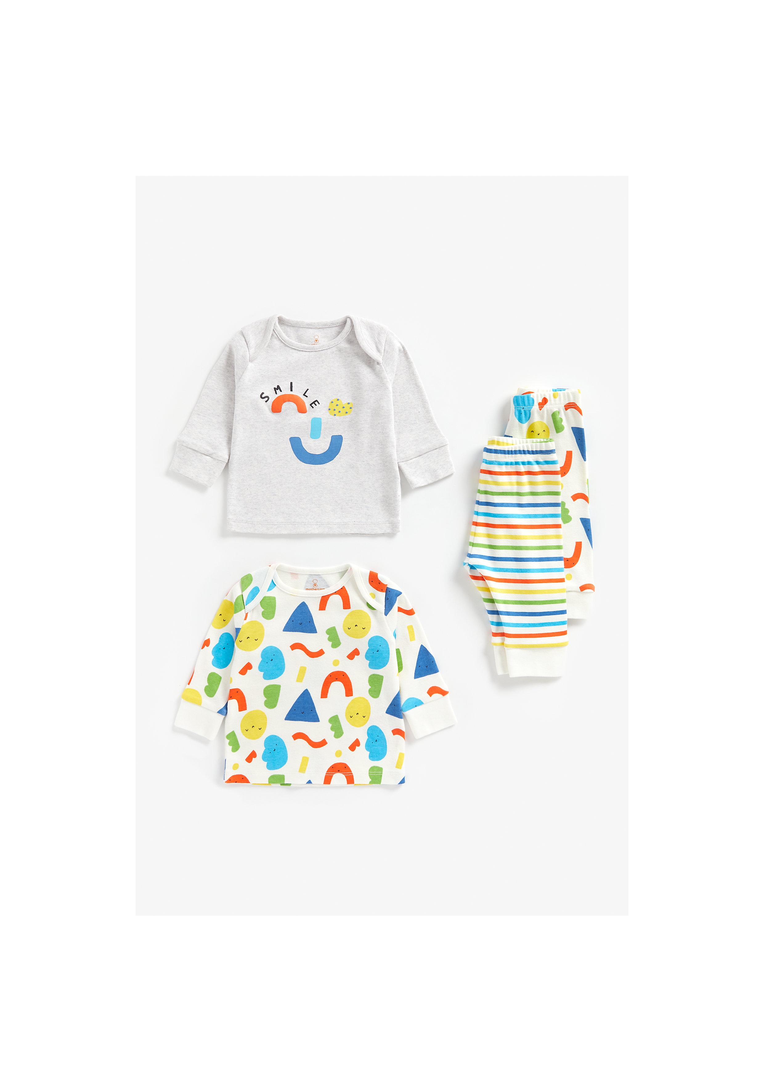 Mothercare | Unisex Full Sleeves Pyjama Set Rainbow Stripes - Pack Of 2 - Multicolor
