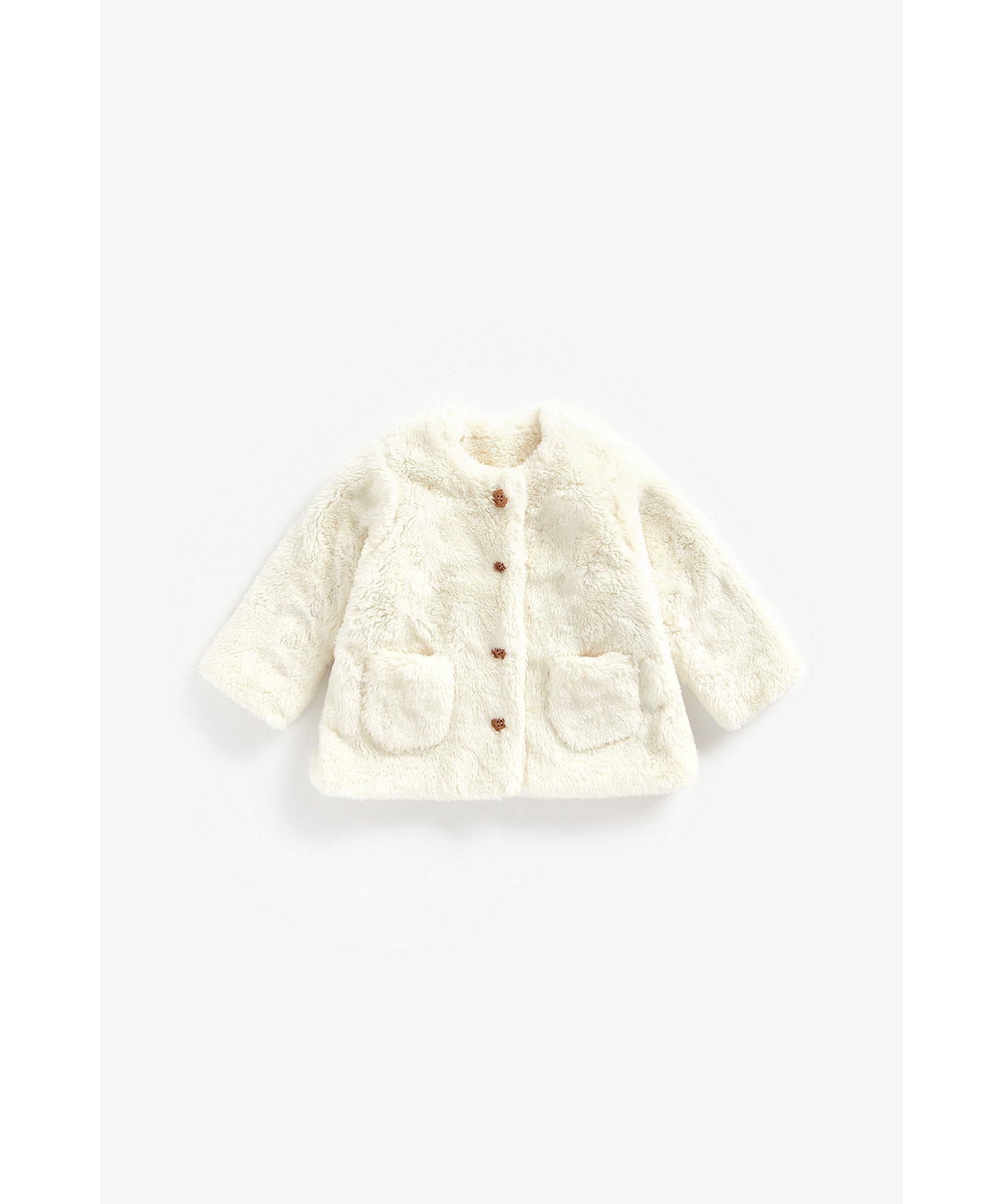 Mothercare | Girls Full Sleeves Fluffy Jacket - Cream