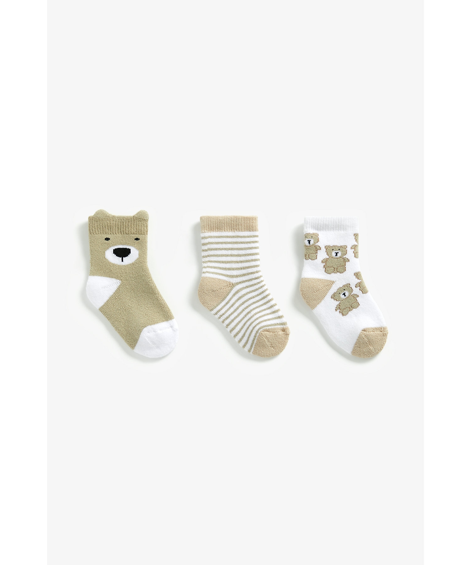 Mothercare | Boys Socks Bear Design - Pack Of 3 - Beige