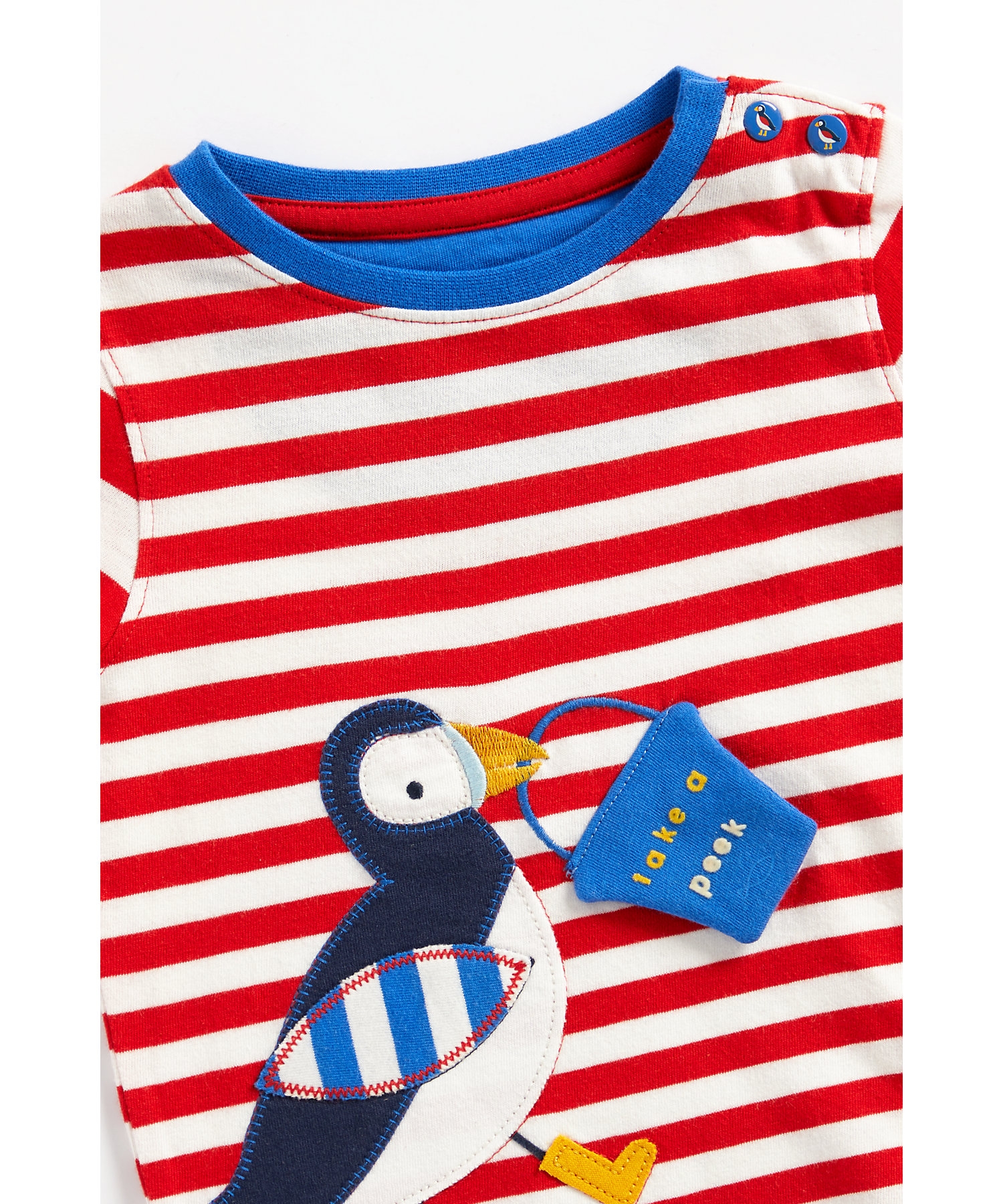 Mothercare | Boys Full Sleeves Lift-The-Flap T-Shirt Bird Patchwork - Red 2