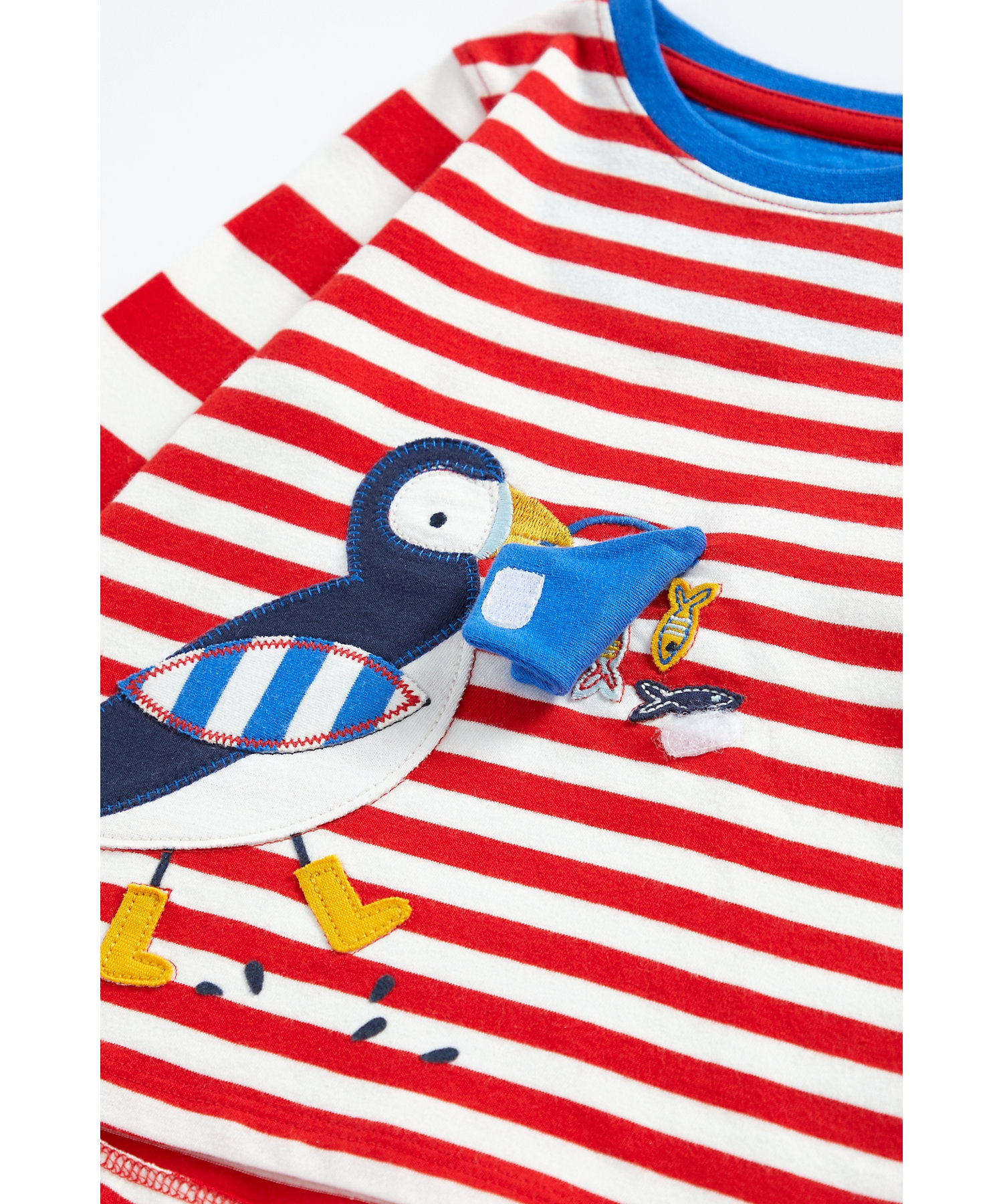 Mothercare | Boys Full Sleeves Lift-The-Flap T-Shirt Bird Patchwork - Red 3