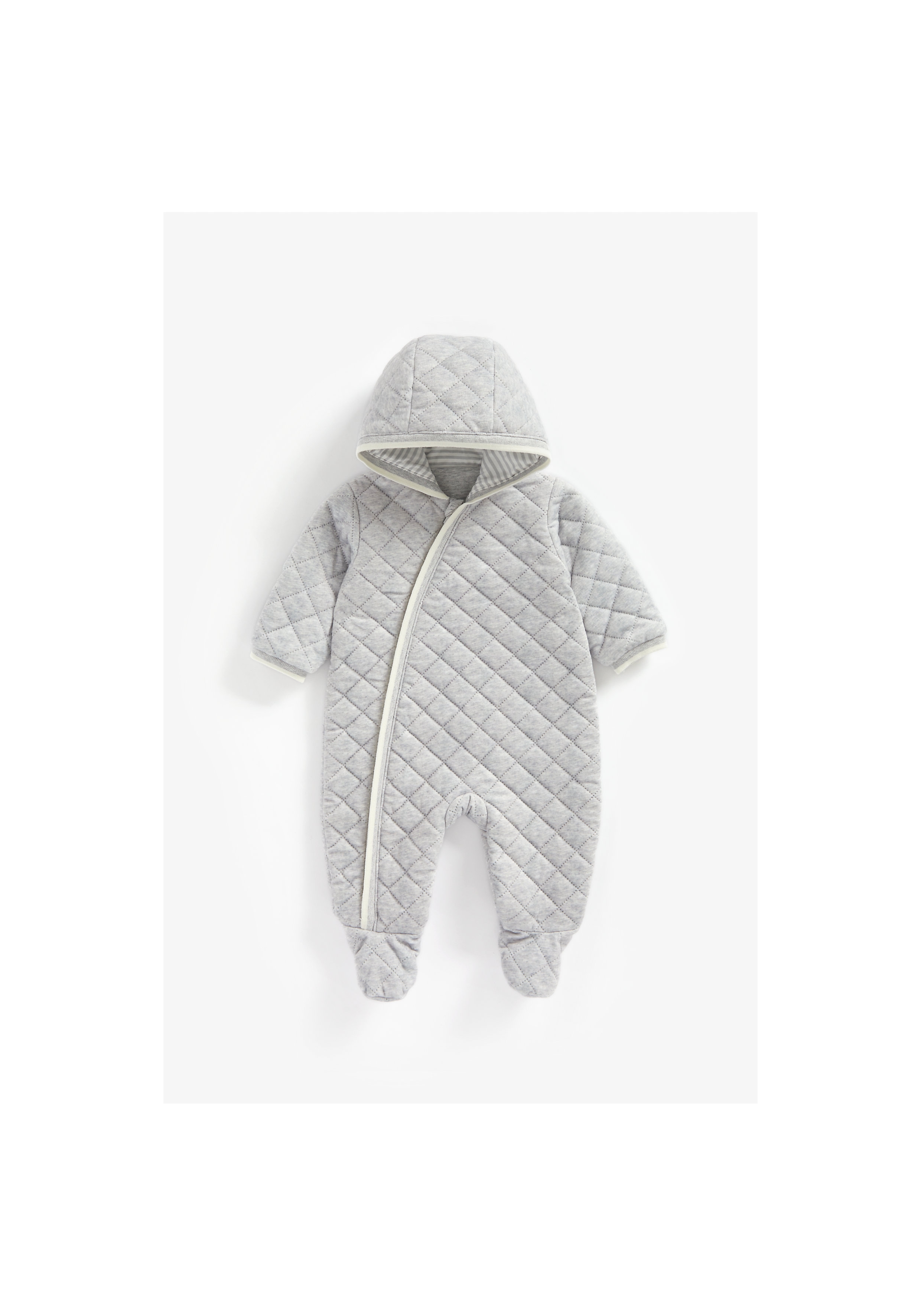 Mothercare | Unisex Full Sleeves Quilted Snowsuit Hooded - Grey