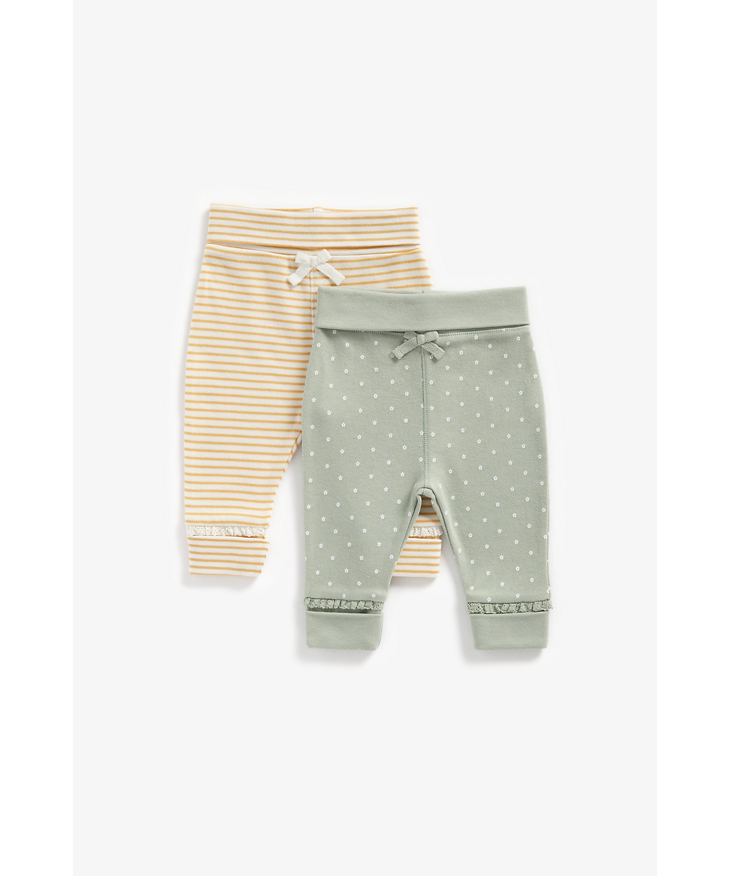 Mothercare | Girls Joggers Printed And Striped - Pack Of 2 - Multicolor