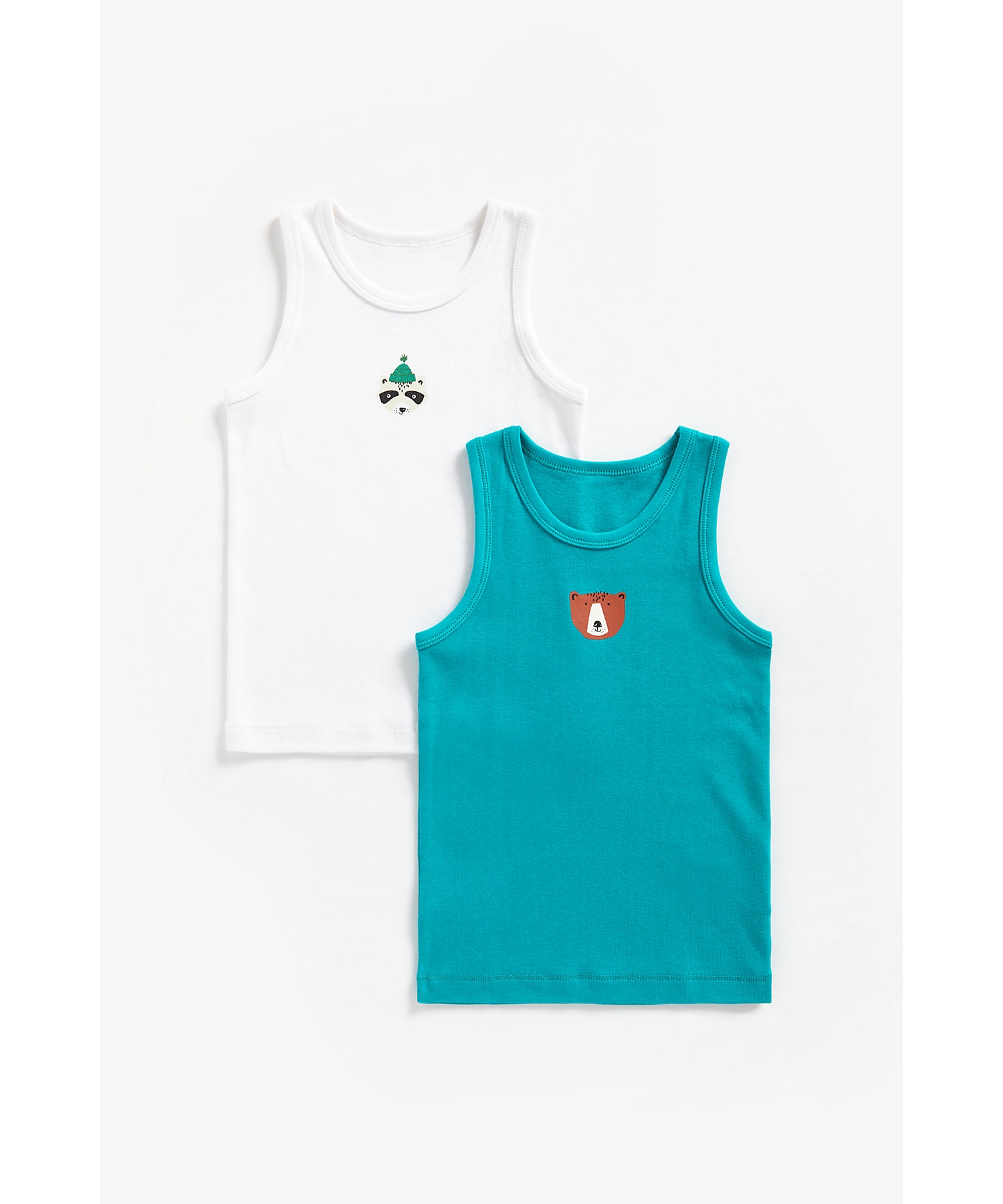 Mothercare | Boys Sleeveless Vest Animal Face Print - Pack Of 2 - Multicolor