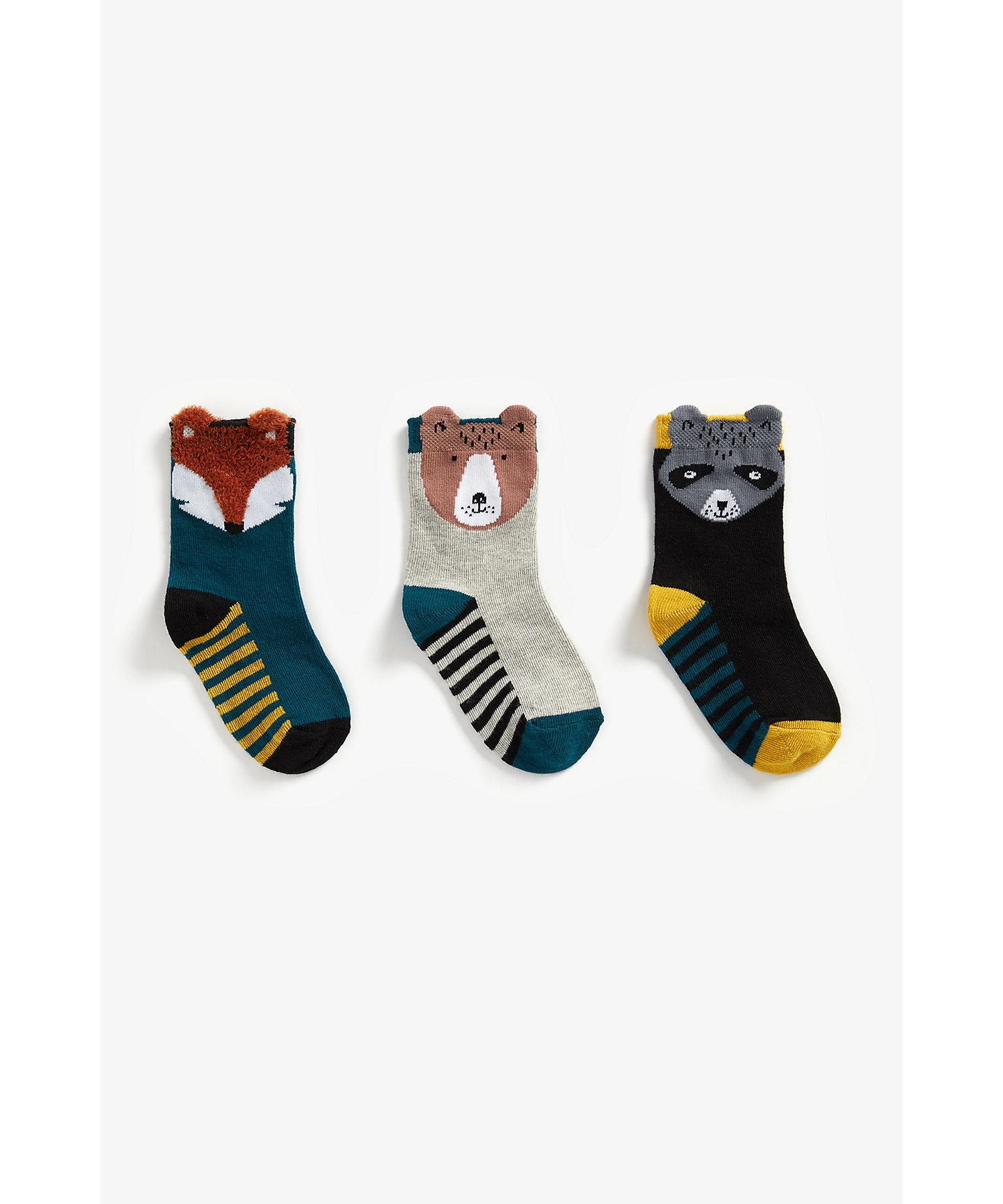 Boys Socks 3D Ear Details - Pack Of 3 - Multicolor