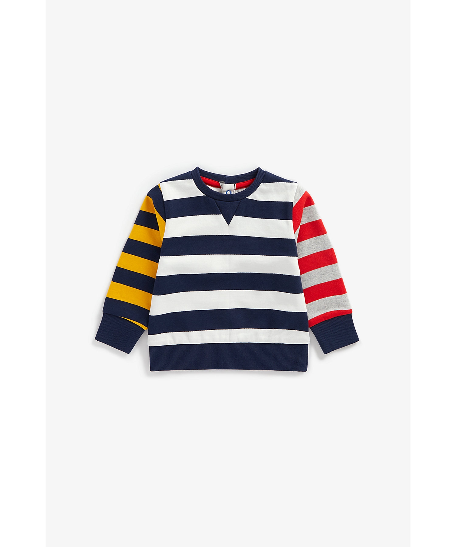 Mothercare | Boys Full Sleeves Striped Sweatshirt With Elbow Patch - Multicolor