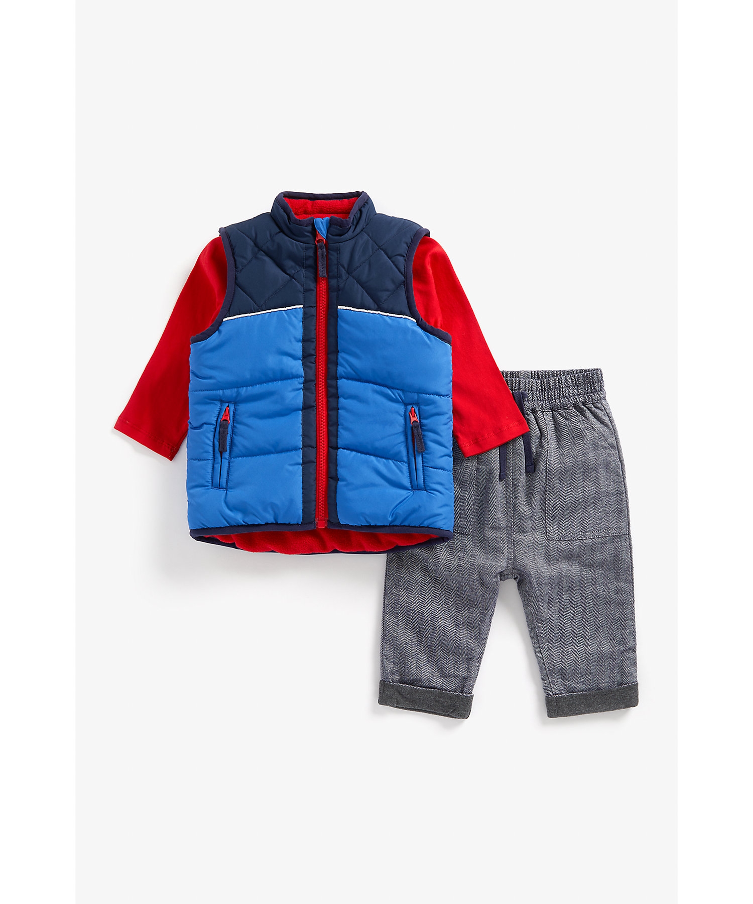 Mothercare | Boys Full Sleeves T Shirt Jogger Set With Gilet - Multicolor