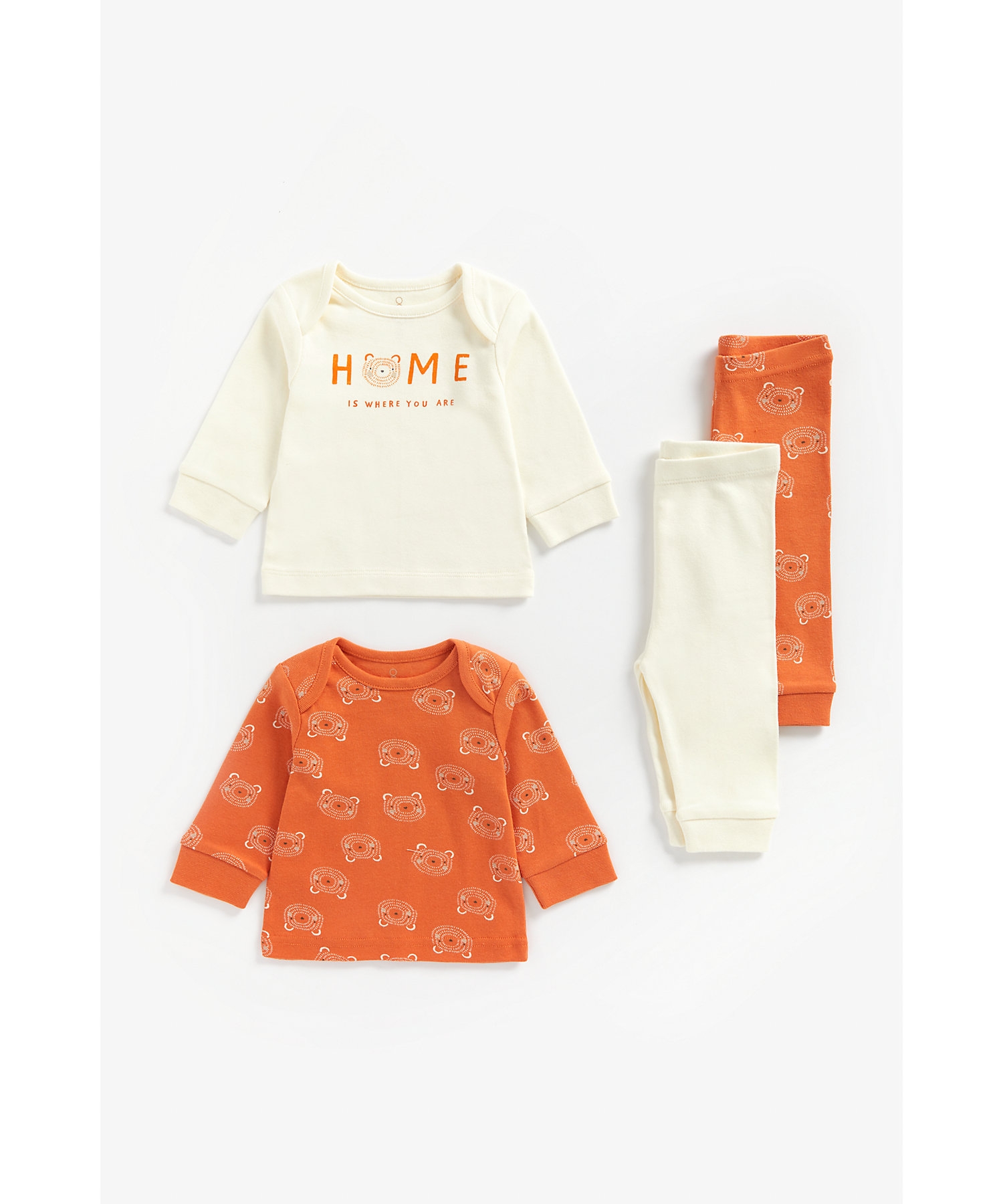 Mothercare | Unisex Full Sleeves Pyjama Set Bear And Slogan Print - Pack Of 2 - Multicolor