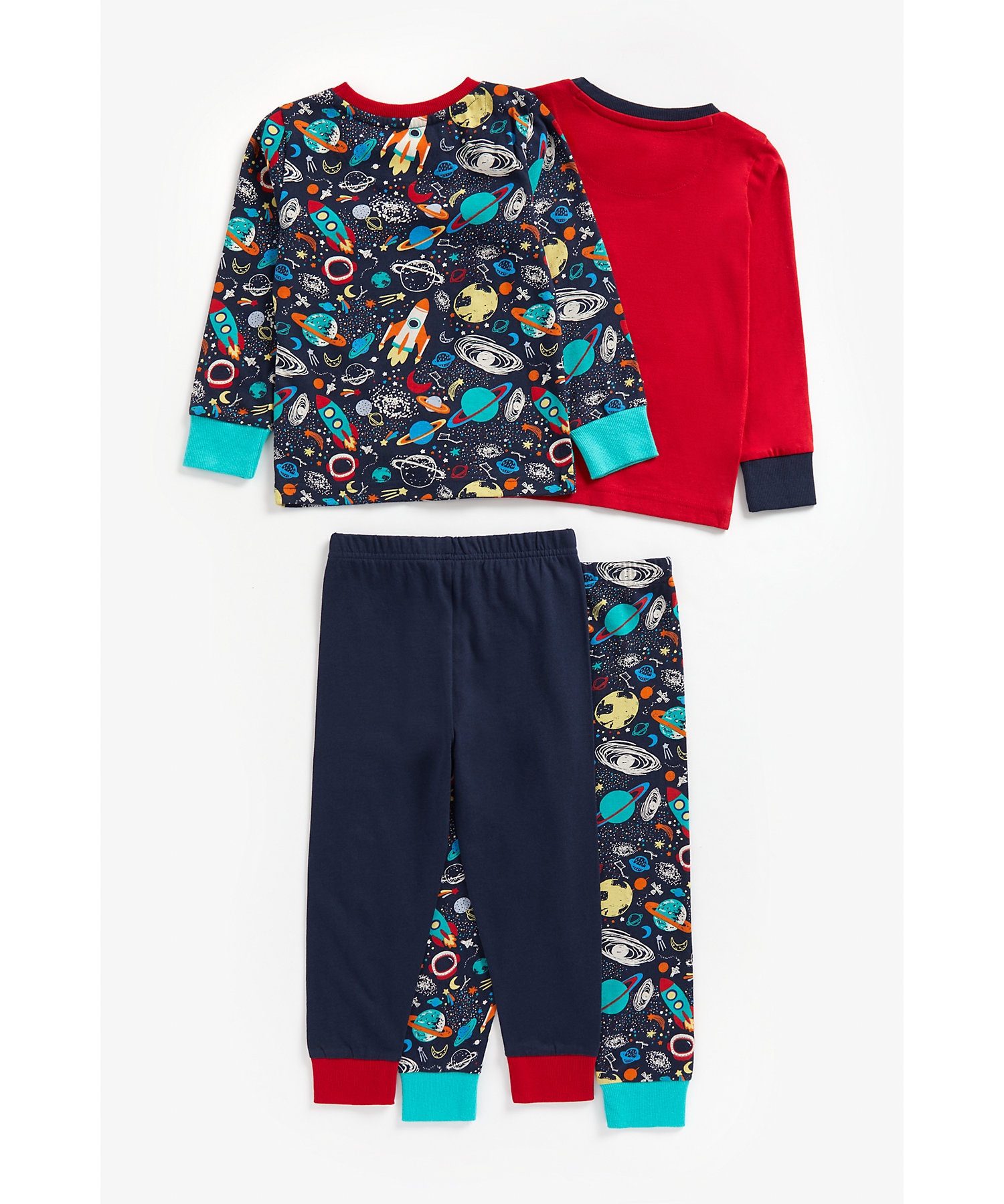 Boys Full Sleeves Pyjama Set Space Print-Pack of 2-Multicolor