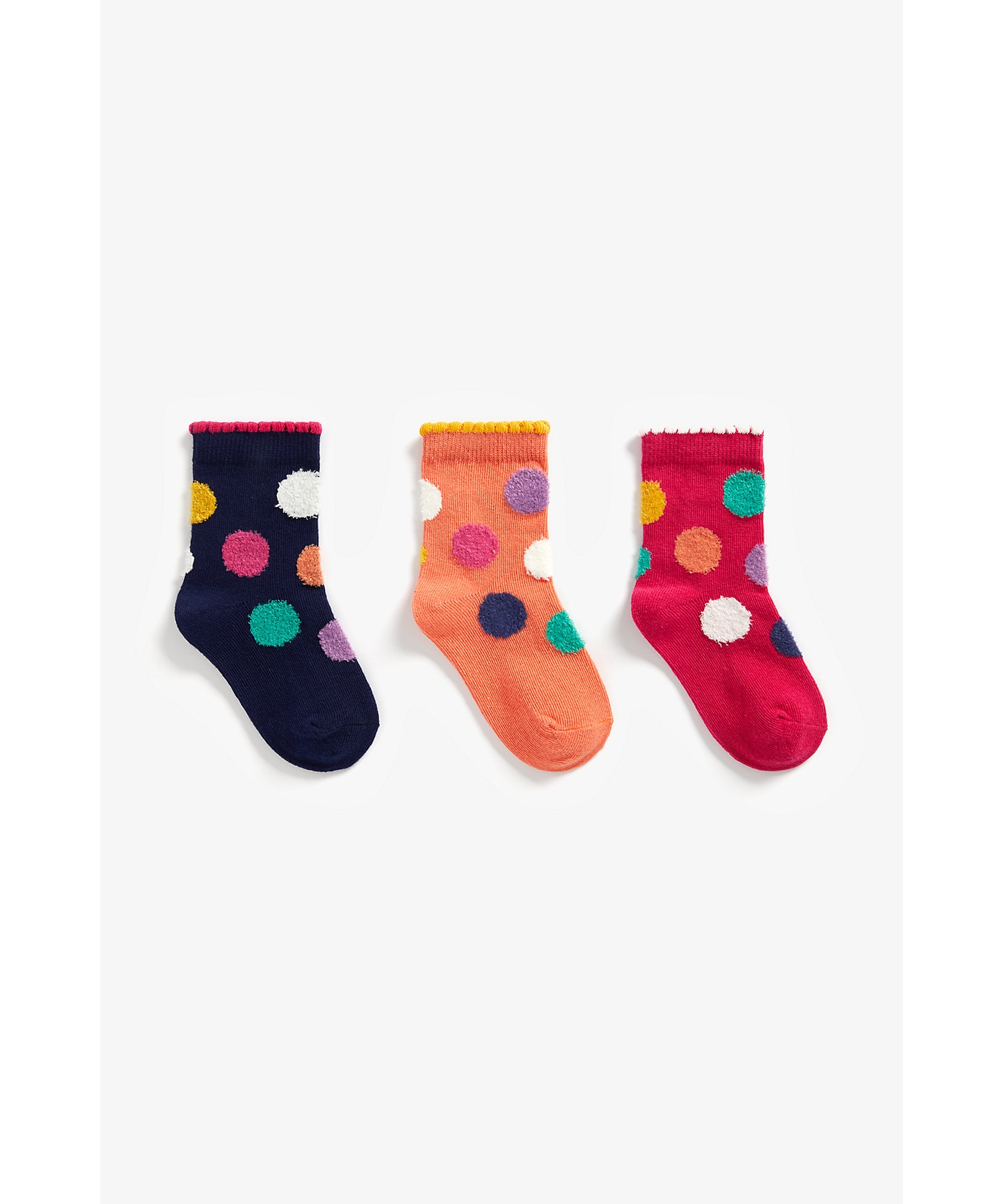 Mothercare | Girls Socks Spotty Design - Pack Of 3 - Multicolor