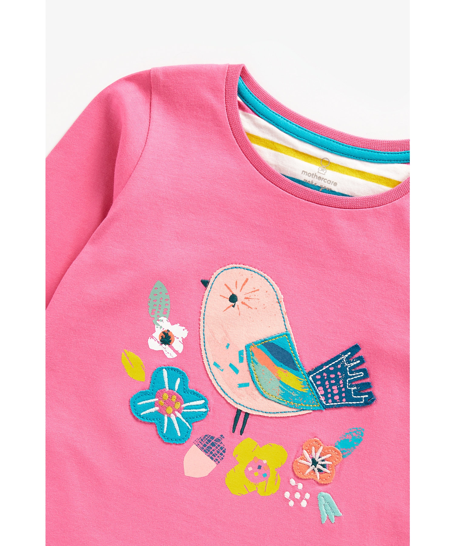 Girls Full Sleeves Pyjama Set Bird Patchwork - Pack Of 2 - Multicolor