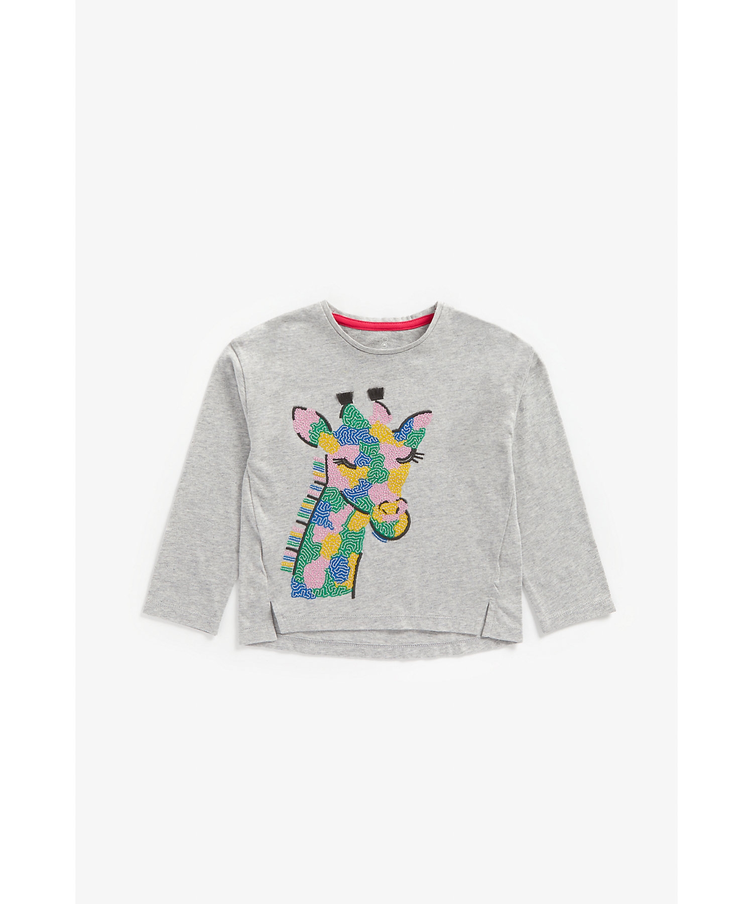 Mothercare | Girls Full Sleeves T-Shirt Sequined Giraffe - Grey
