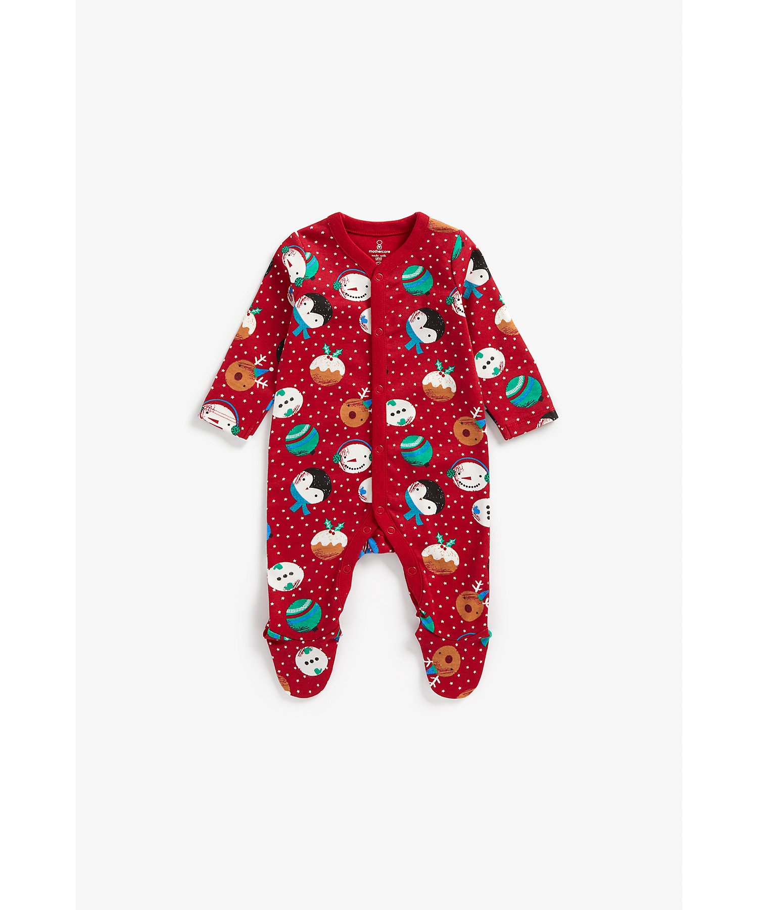 Mothercare | Girls Full Sleeves Sleepsuit Polka Dot-Red