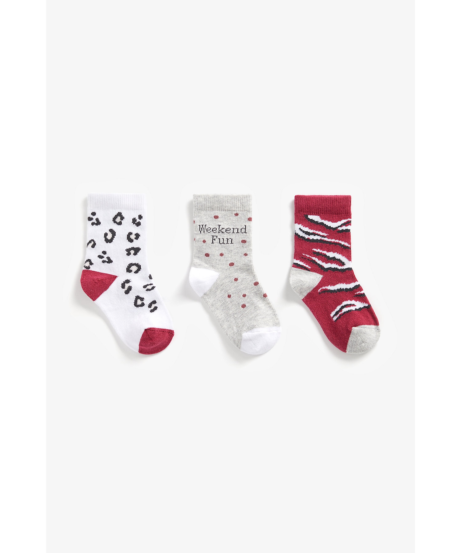Mothercare | Girls Socks Leopard And Zebra Design - Pack Of 3 - Multicolor