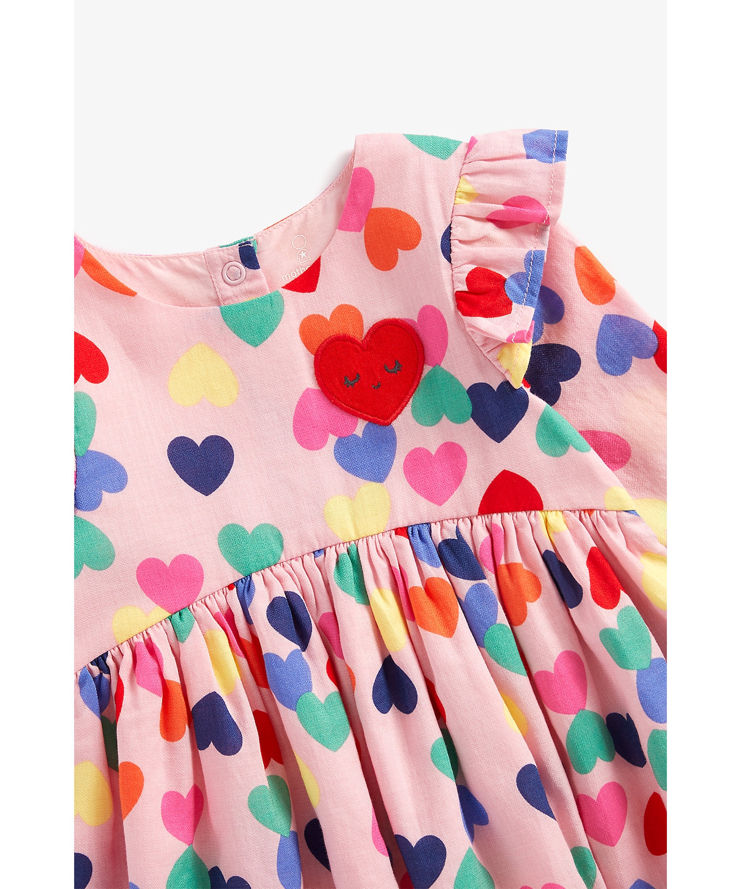 Girls Full Sleeves Dress Butterfly Design - Pink