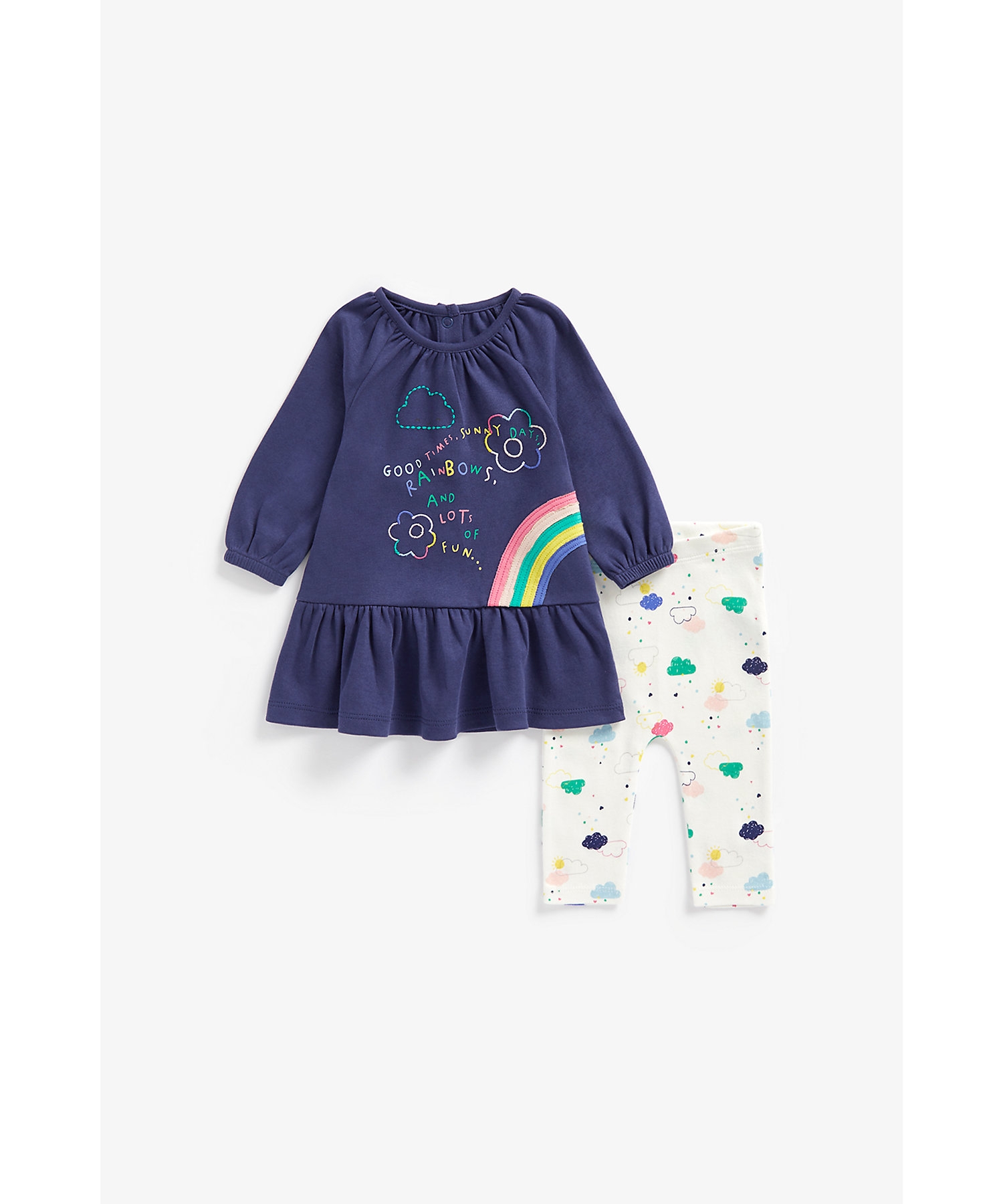Mothercare | Girls Full Sleeves Dress With Leggings -Multicolor