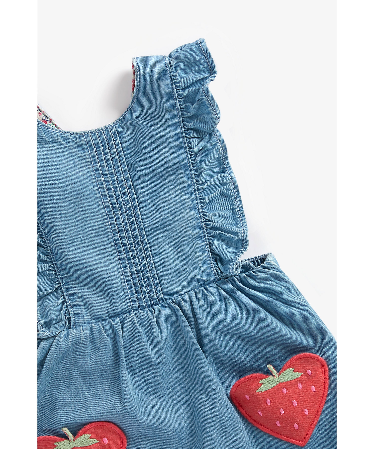 Girls Full Sleeves Dungaree Onesies Sets Strawberry Pocket-Multicolor