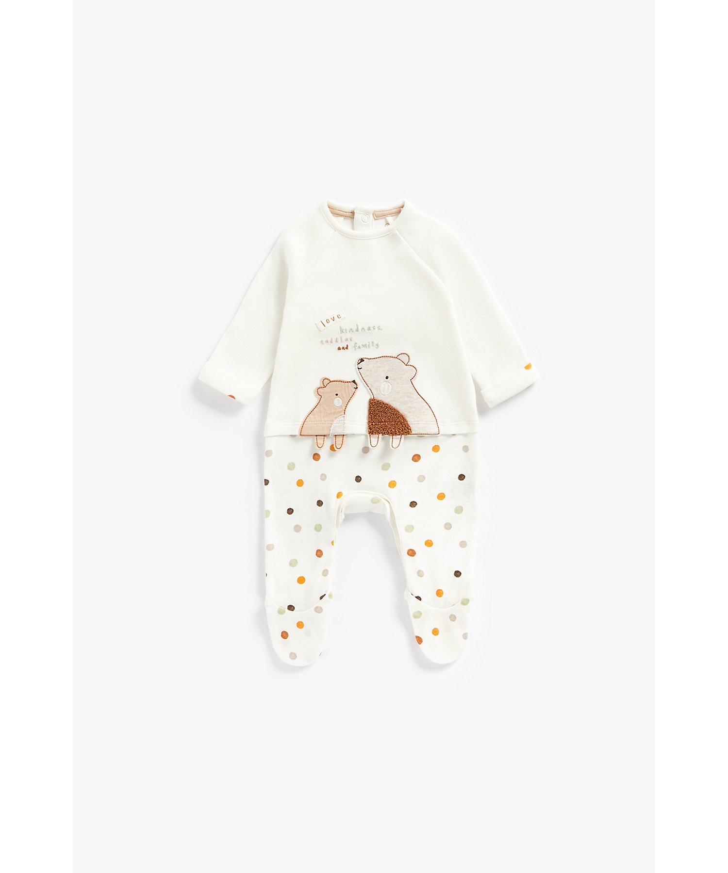 Mothercare | Unisex Full Sleeves Sleepsuits Mock Top and Bottom-White