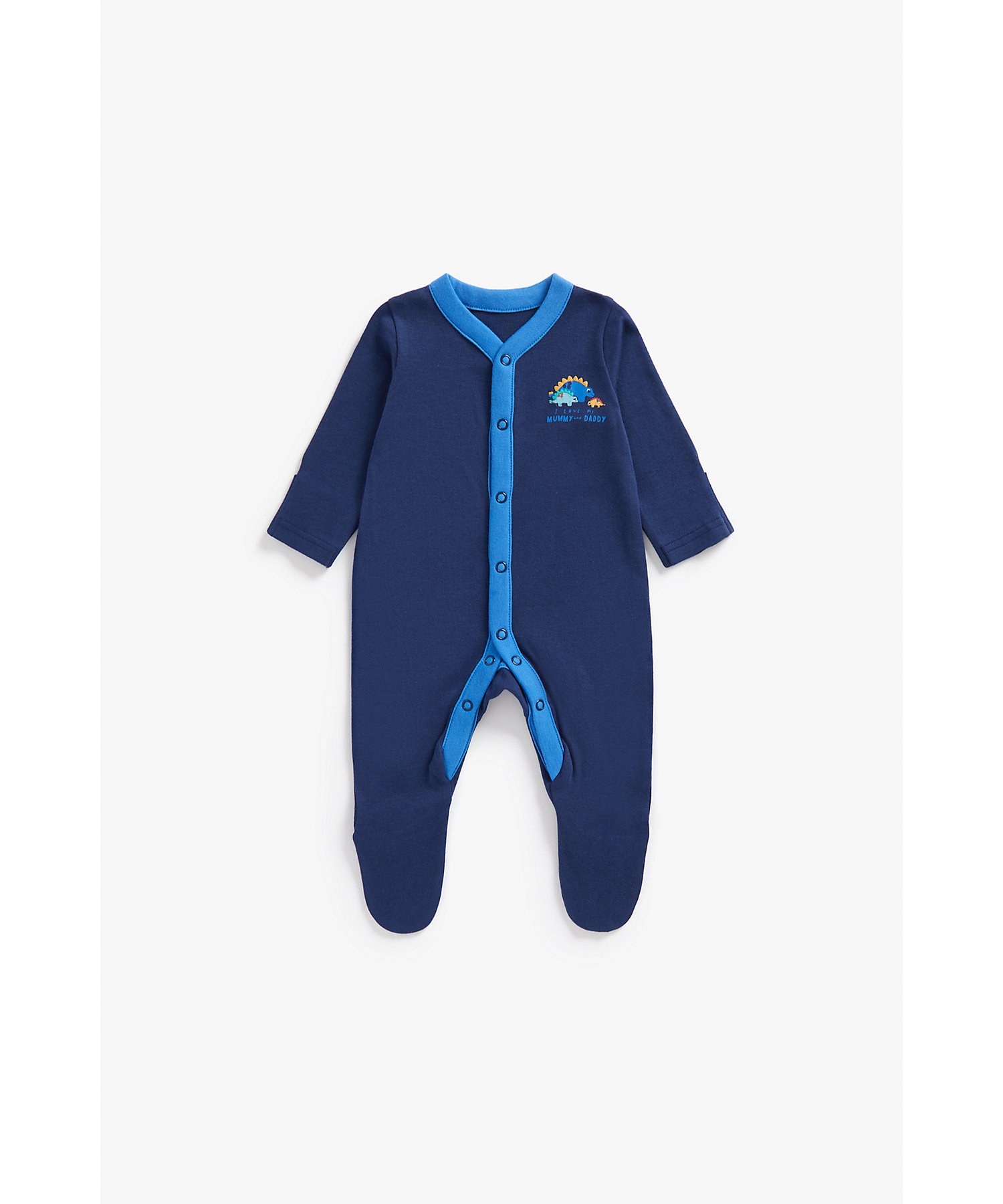 Boys Full Sleeves Sleepsuits -Pack of 3-Blue