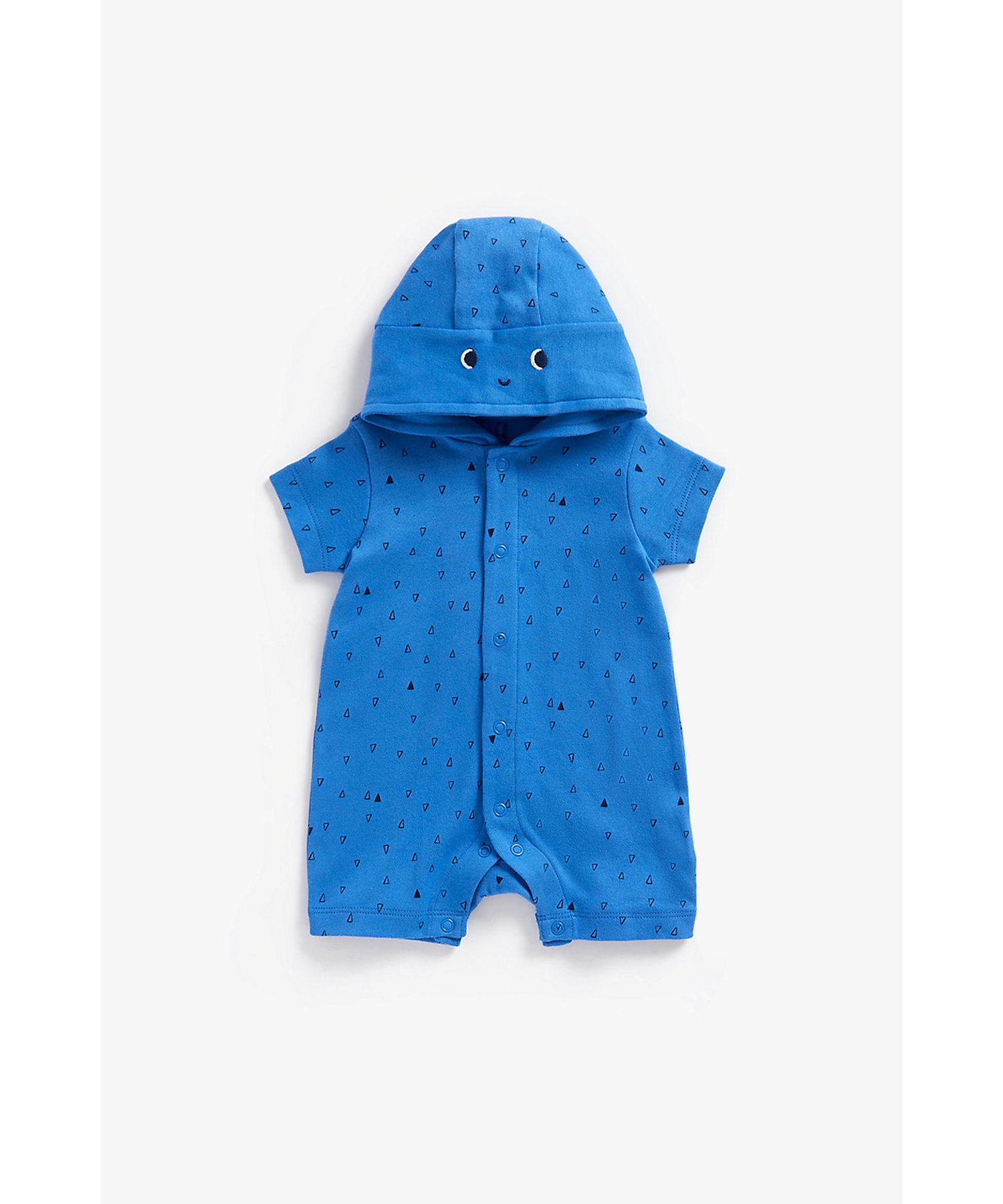 Mothercare | Boys Half Sleeves Romper With 3D Hhood-Blue