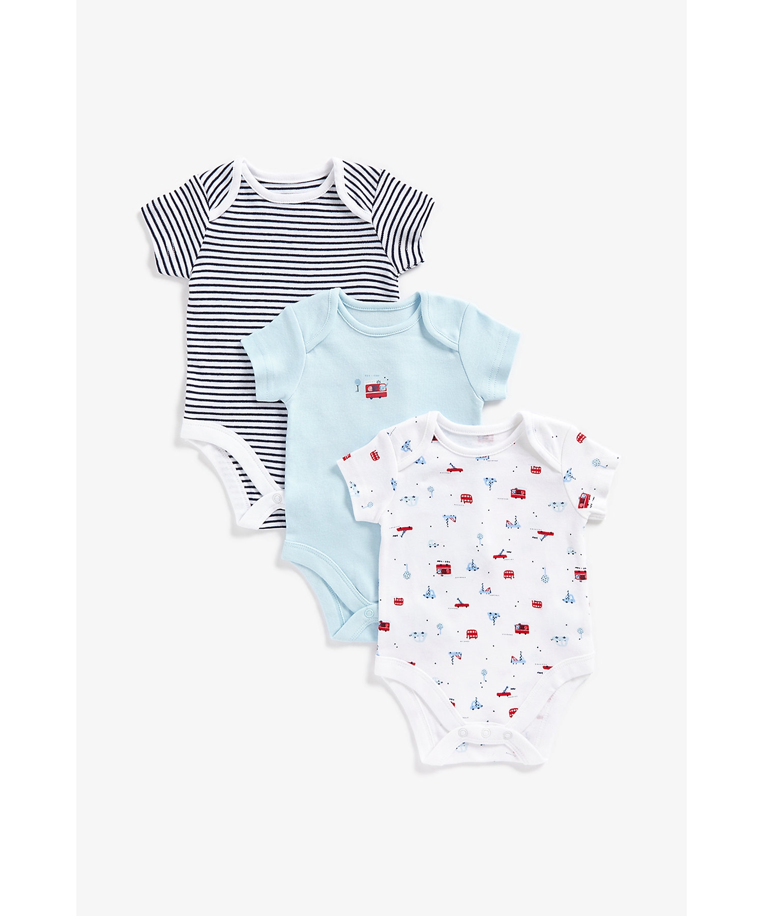 Mothercare | Boys Bodysuits -Pack of 3-Blue