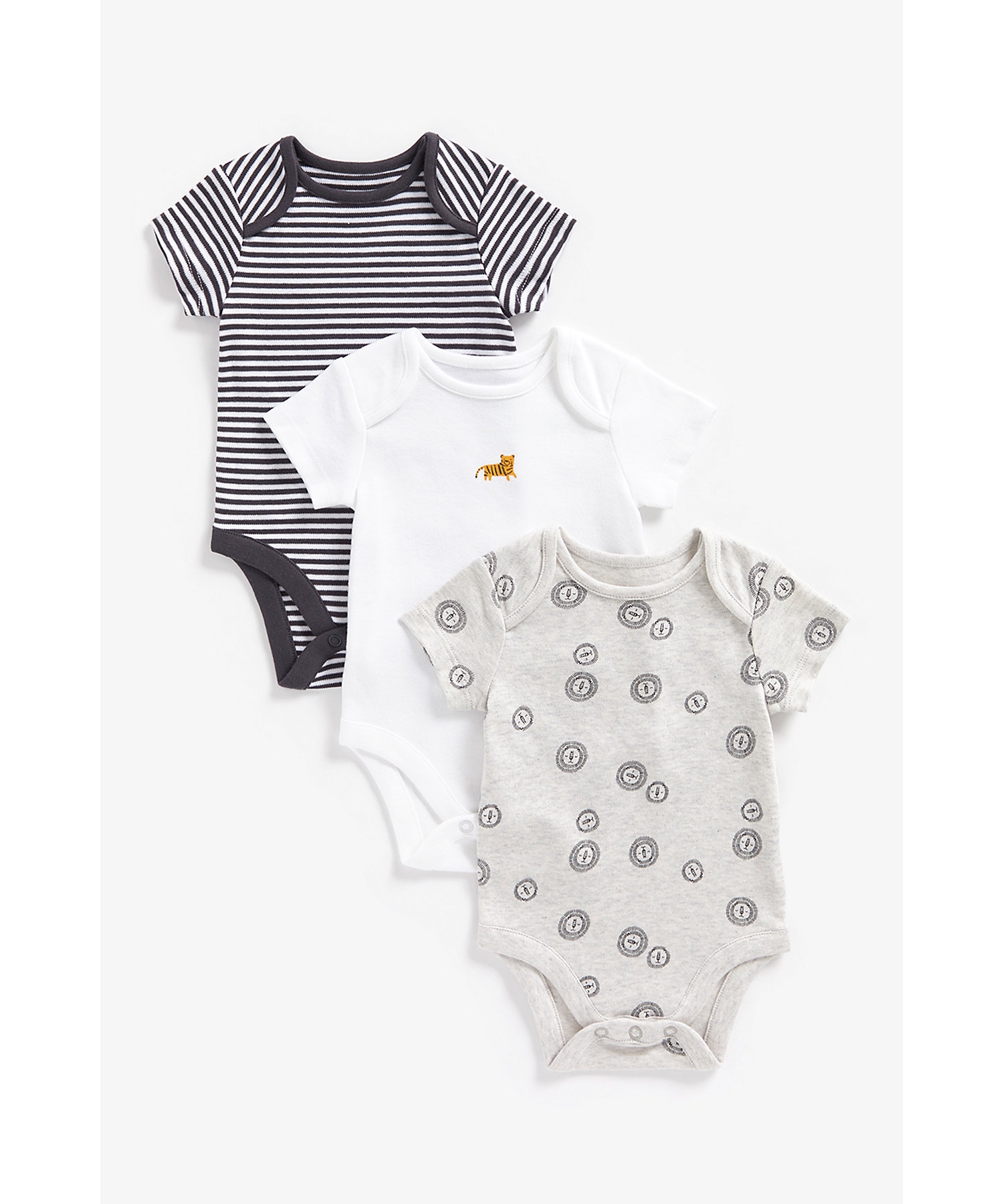 Mothercare | Boys Half Sleeves Bodysuit -Pack of 3-Multicolor