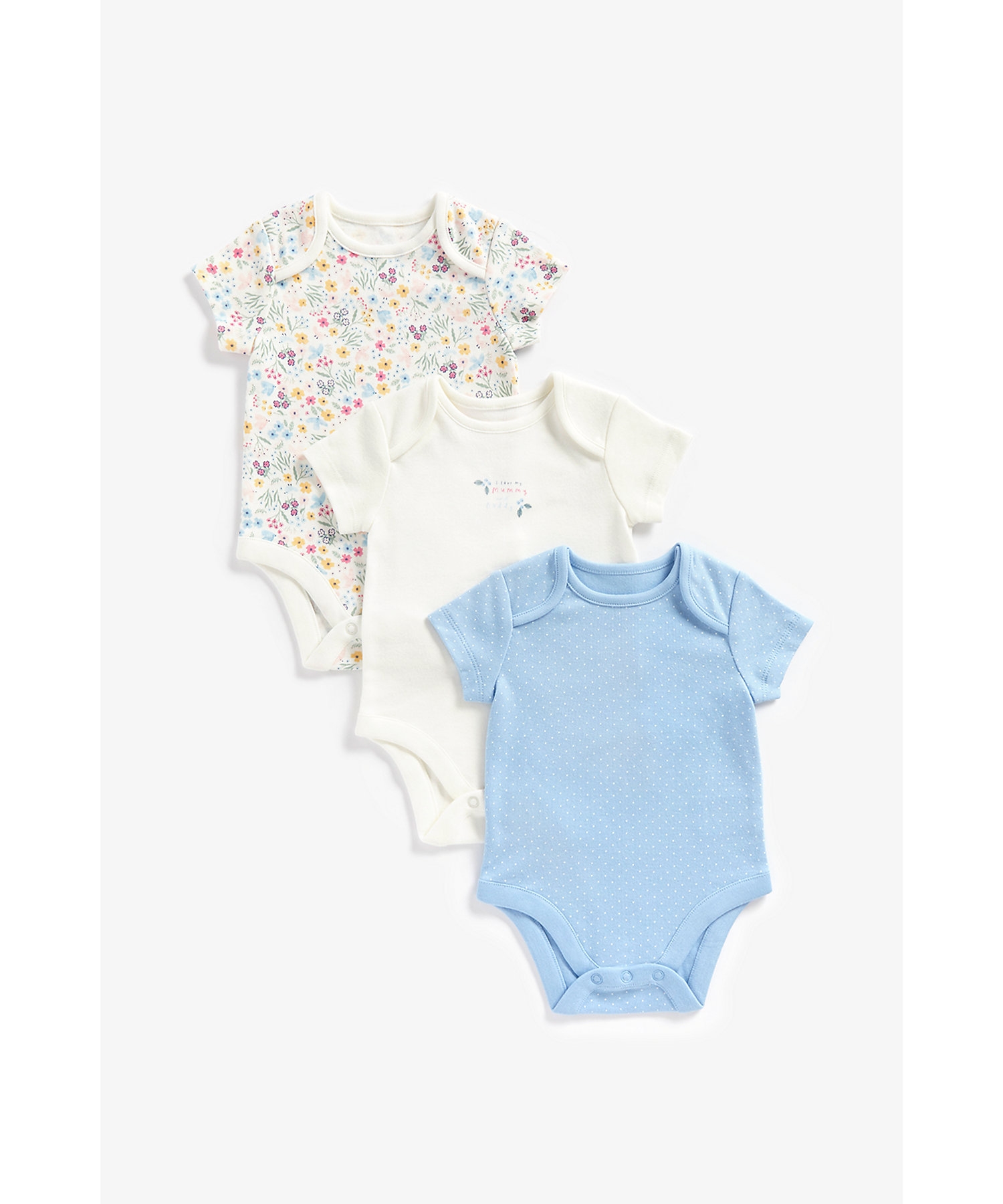 Mothercare | Girls Bodysuits -Pack of 3-Multicolor