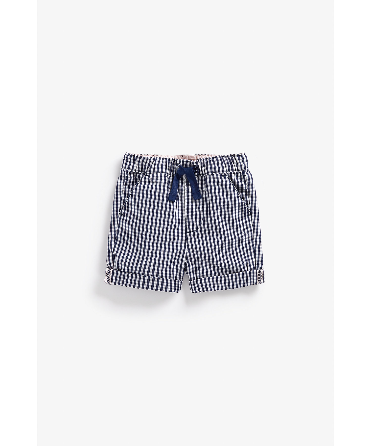 Boys Shorts Checked-Navy