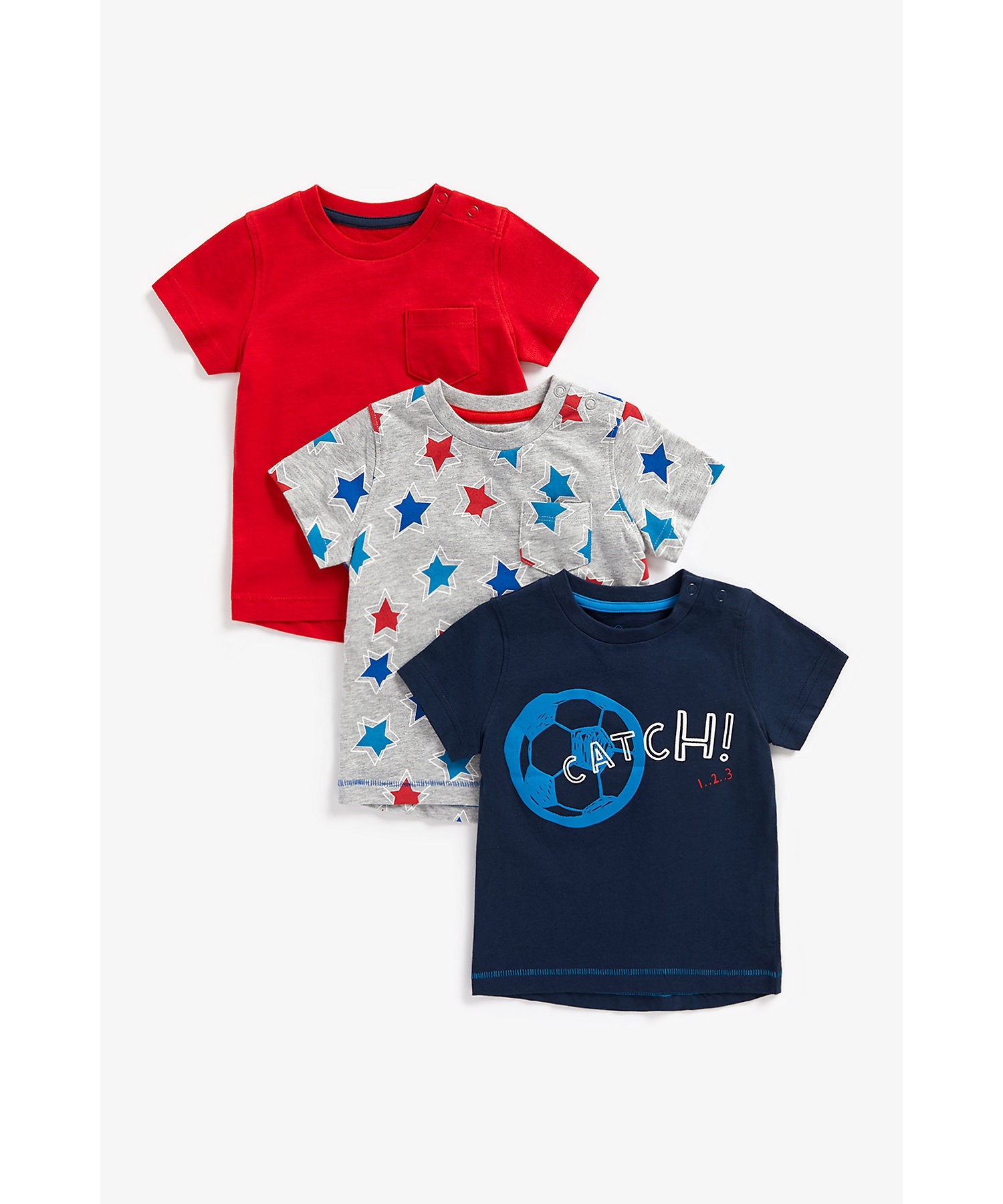 Mothercare | Boys Half Sleeves T-Shirts Sporty-Pack of 3-Multicolor