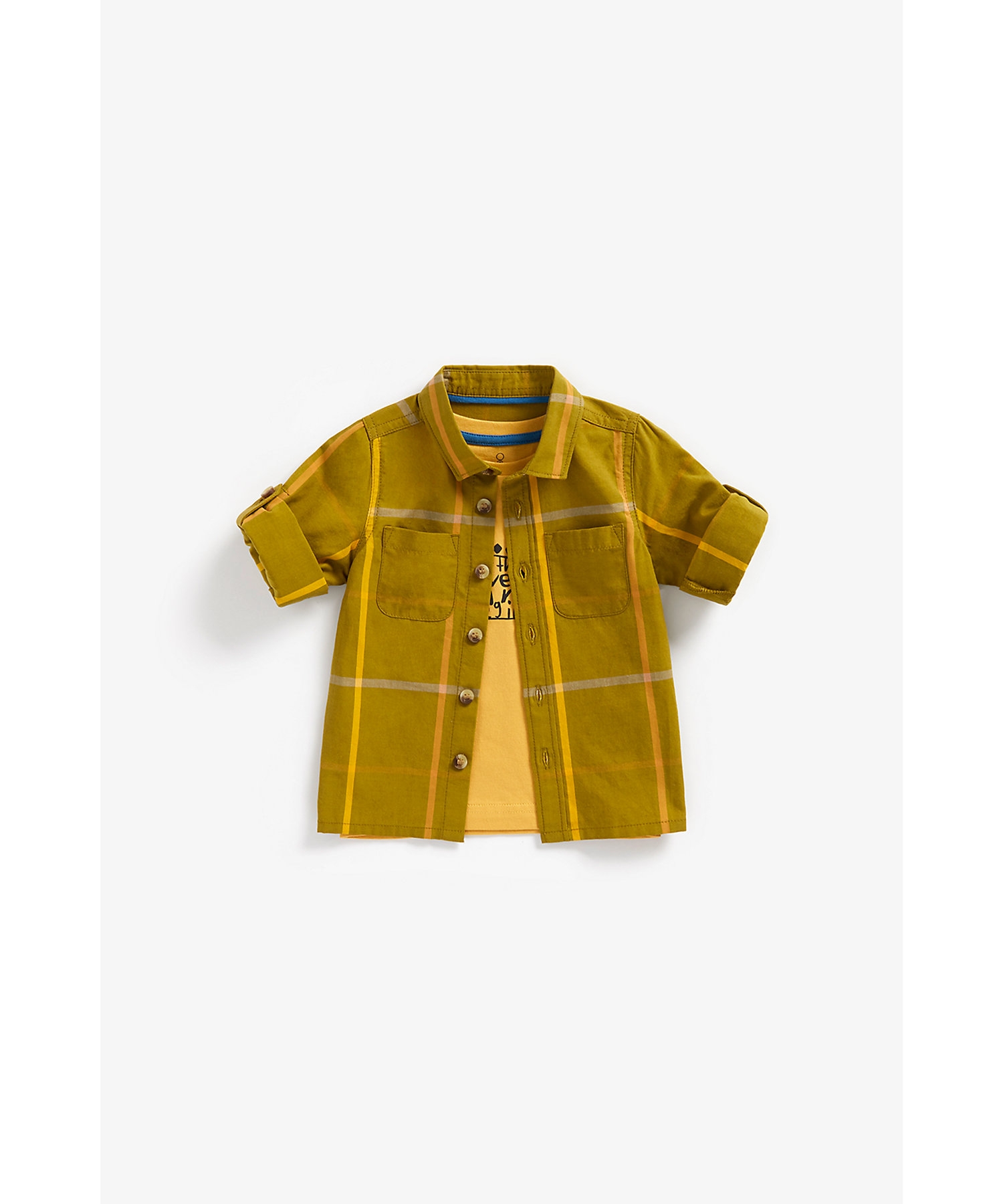 Mothercare | Boys Full Sleeves Shirt With T Shirt -Multicolor