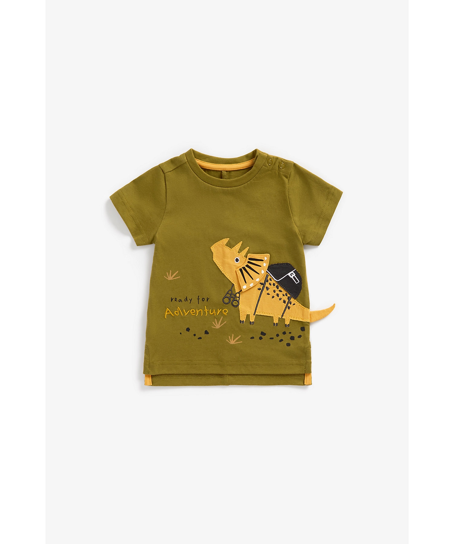 Boys Half Sleeves T-Shirt 3D Dino Design-Khaki