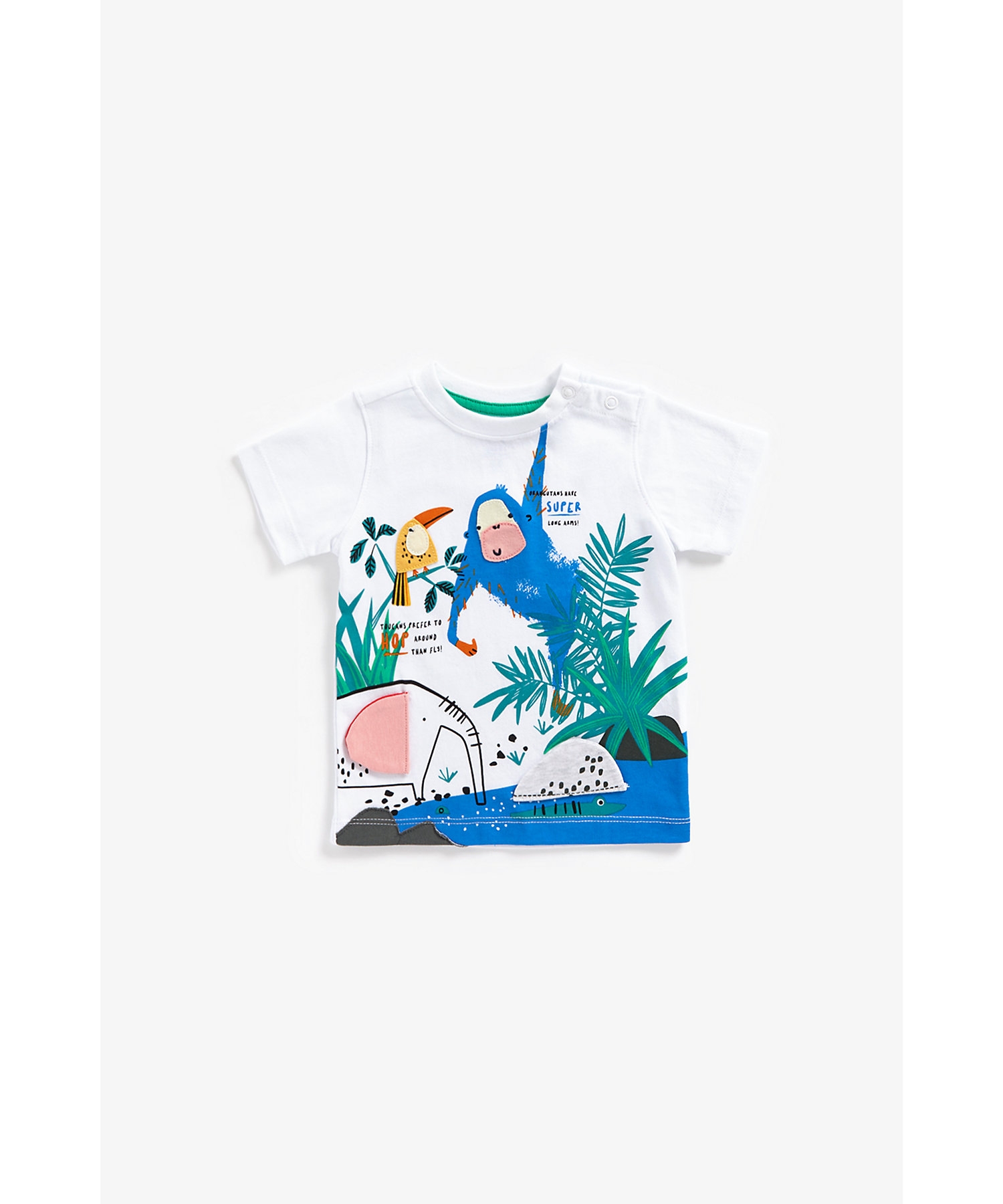 Mothercare | Boys Short Sleeves T-Shirt Jungle Printed -White