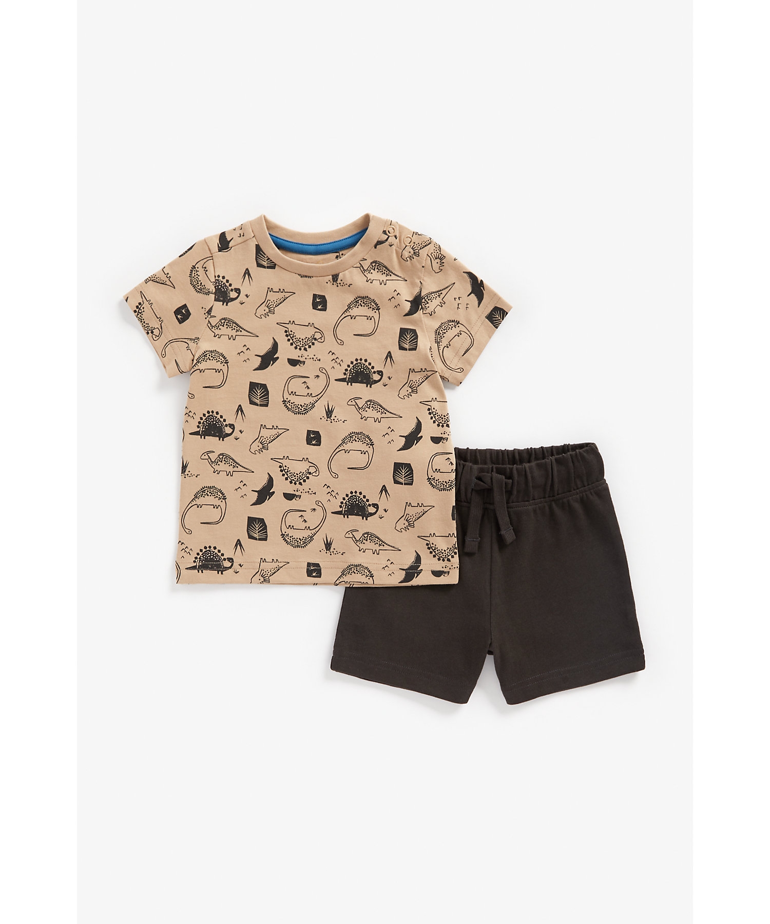 Boys Half Sleeves Shorts T-Shirt Set Dino Design-Multicolor