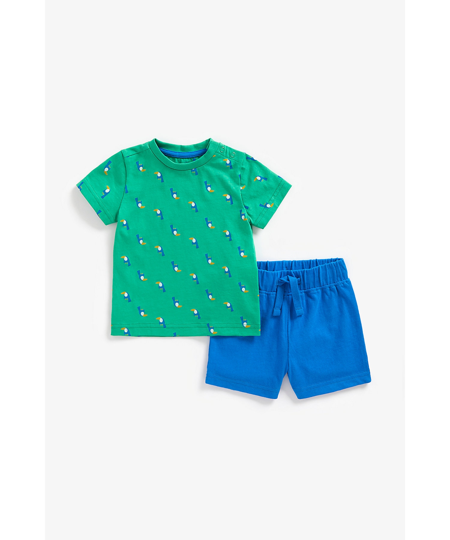 Mothercare | Boys Short Sleeves Shorts Set Bird Printed-Multicolor
